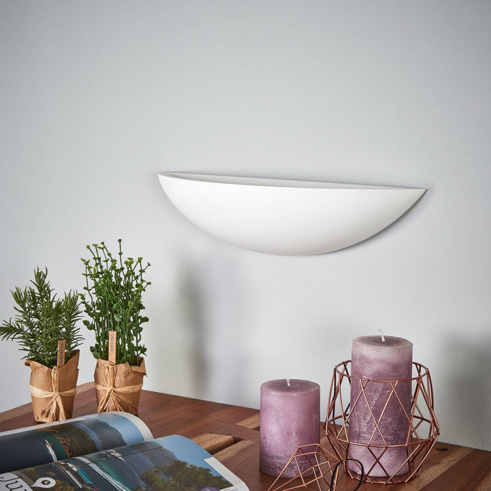 Lindby wandlamp 'Yade' (modern) in Messing uit gips/klei o.a. voor woon-/ eetkamer - wandlamp, muurlamp, wandverlichting