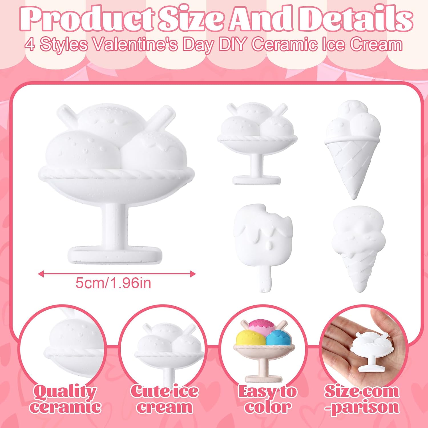 Foilswirl 28 Set End of Year Gifts DIY Painting Kit Ice Cream Ceramic to Paint Your Own Statues Unpainted Bisque Figurines with Greeting Cards Art Crafts for Prize Summer Party Favors