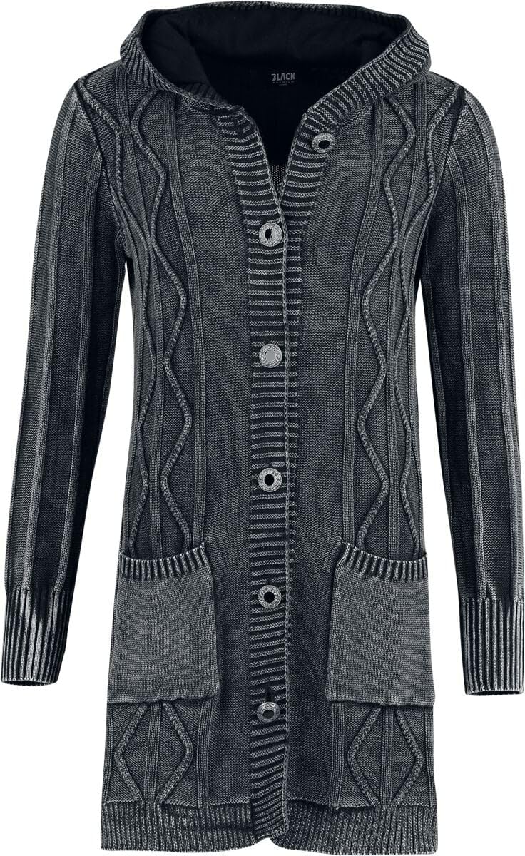 Black Premium by EMP Damen grauer Acid-Wash-Cardigan mit Kapuze
