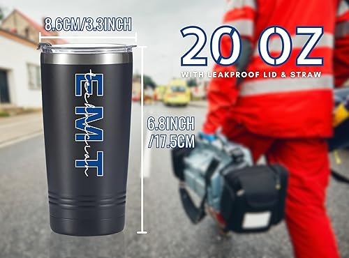 Miniatura 5 de Onebttl EMT - Vaso aislado de 20 onzas con tapa y pajilla, regalos paramédicos para técnico médico de emergencia en Navidad, agradecimiento, regalos
