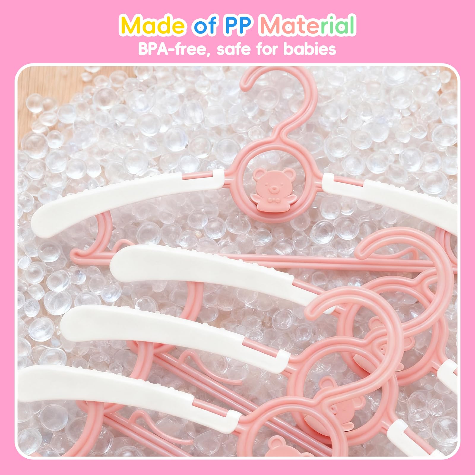 Grucce per bambini regolabili antiscivolo 28cm-36cm appendino in plastica a forma di orsetto salvaspazio 5 colori