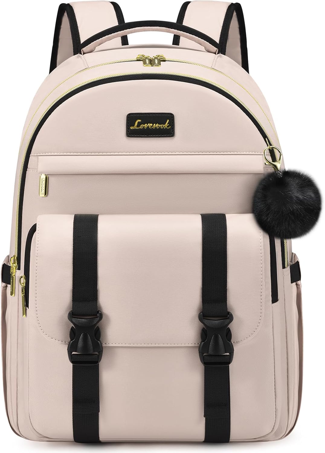 LOVEVOOK School Backpack for Teen Girls, Student Backpack Purse for 14-16 Teenage, Cute Kid Bookbag, Back to School Backpacks Fit 15.6 Inch Laptop, Large College Travel Bag, Nude