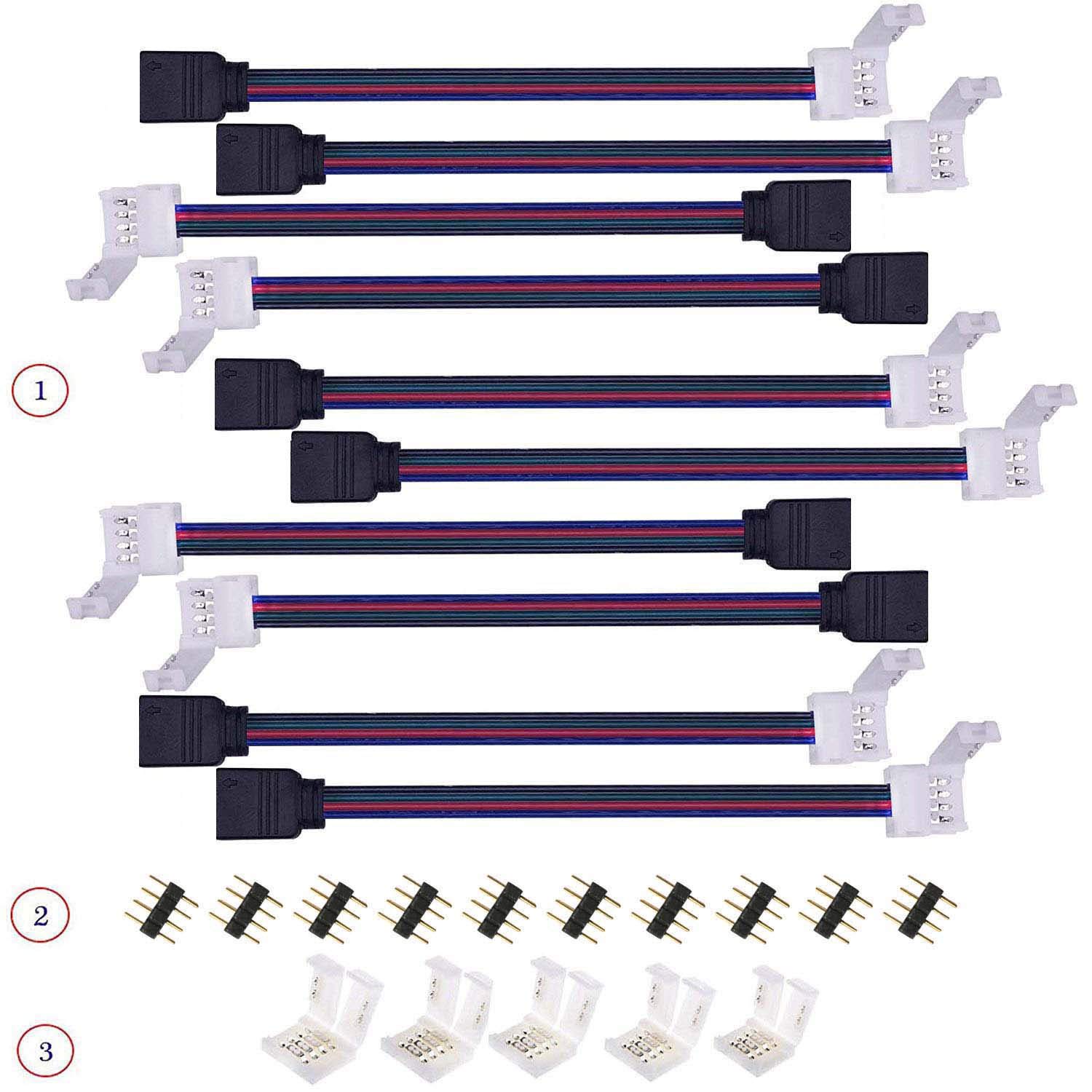 Buy Kabenjee 10X SMD5050 RGB LED Strip Light 4 pin Quick Connector,RGB
