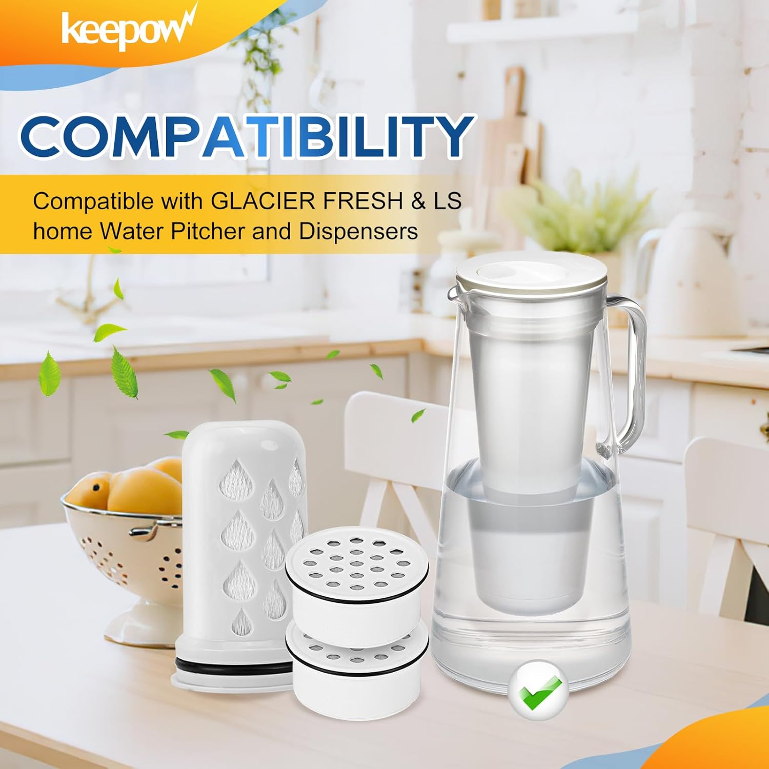 KEEPOW Water Filter Replacement for Lifestraw Home Dispenser 18 C/Glass 7 C/Plastic 10 C/Plastic Pitcher 7 C, 4 Activated Carbon + Ion Exchange Filter & 2 Membrane Micro Filter
