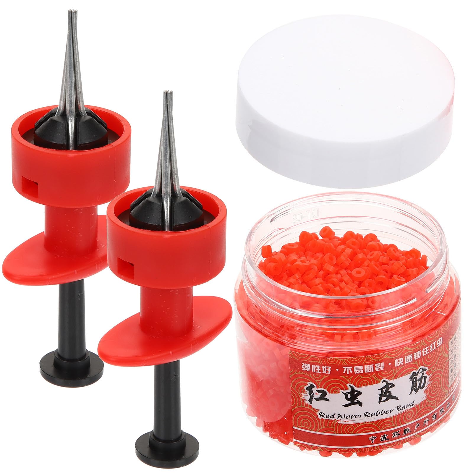 ORFOFE Clip para Lombrices Rojas de Pesca Juego Multifuncional 2 Clips Plásticos Resistentes y 1 Tira Elástica 15X3 CM 3000 Unidades Equipo Práctico para Aficionados Pesca
