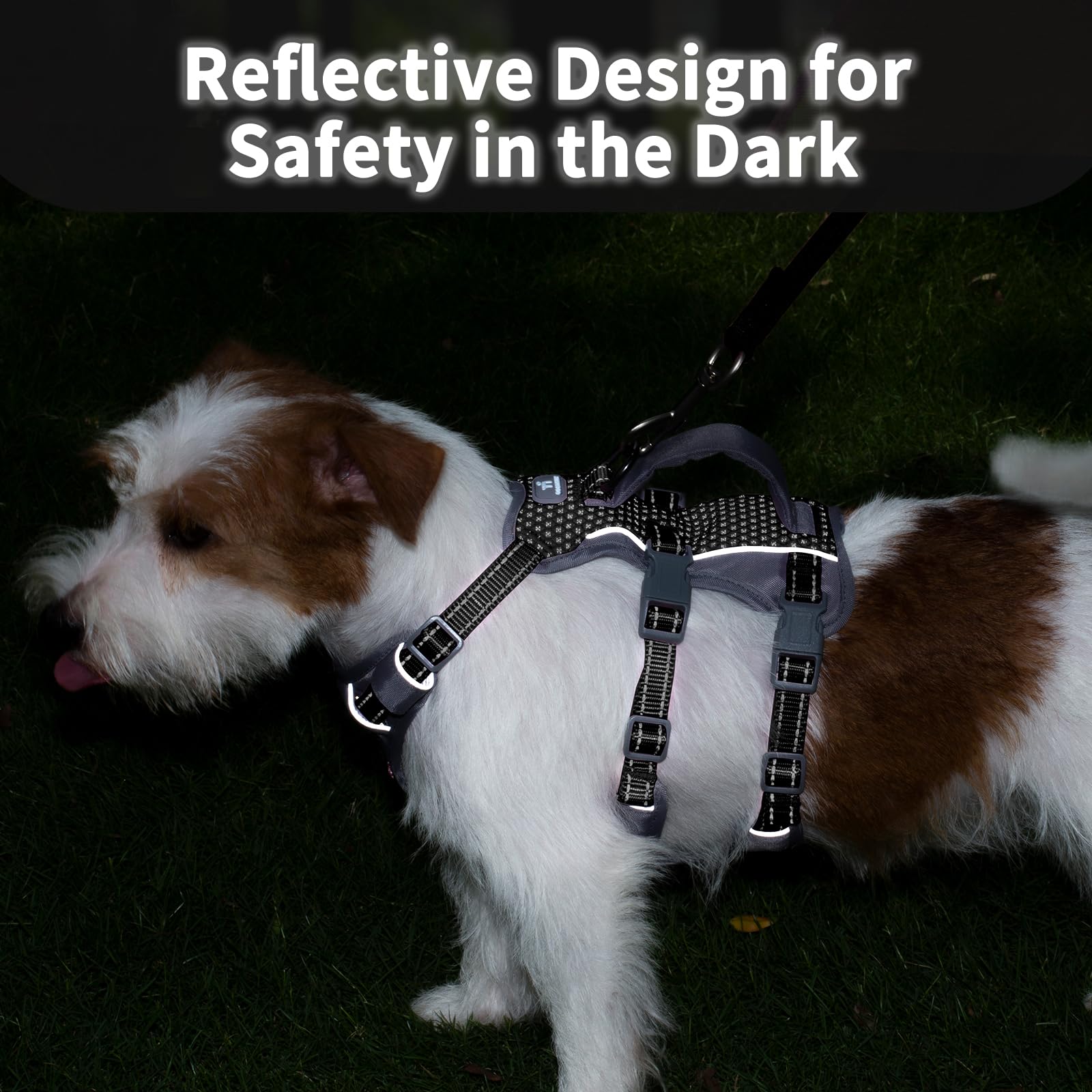 Huntboo Escape Proof Dog Harness Medium, Anti-Pull Dog Harness with Handle, Breathable, Adjustable, Reflective Dog Harnesses - Image 3
