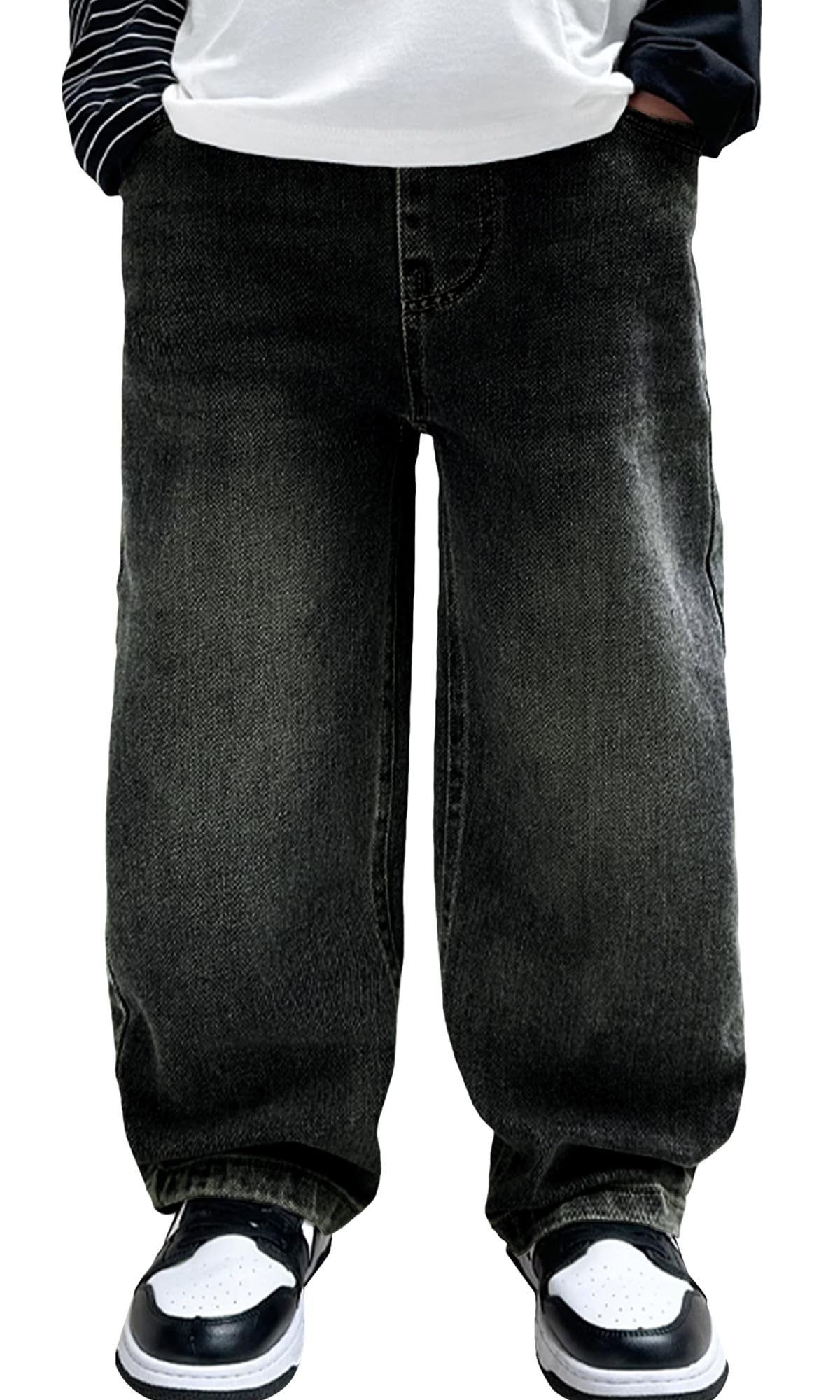 Happy Cherry Jean Garçon à Taille Élastique Pantalon Jogging Denim Large 5-14 Ans Style Décontracté