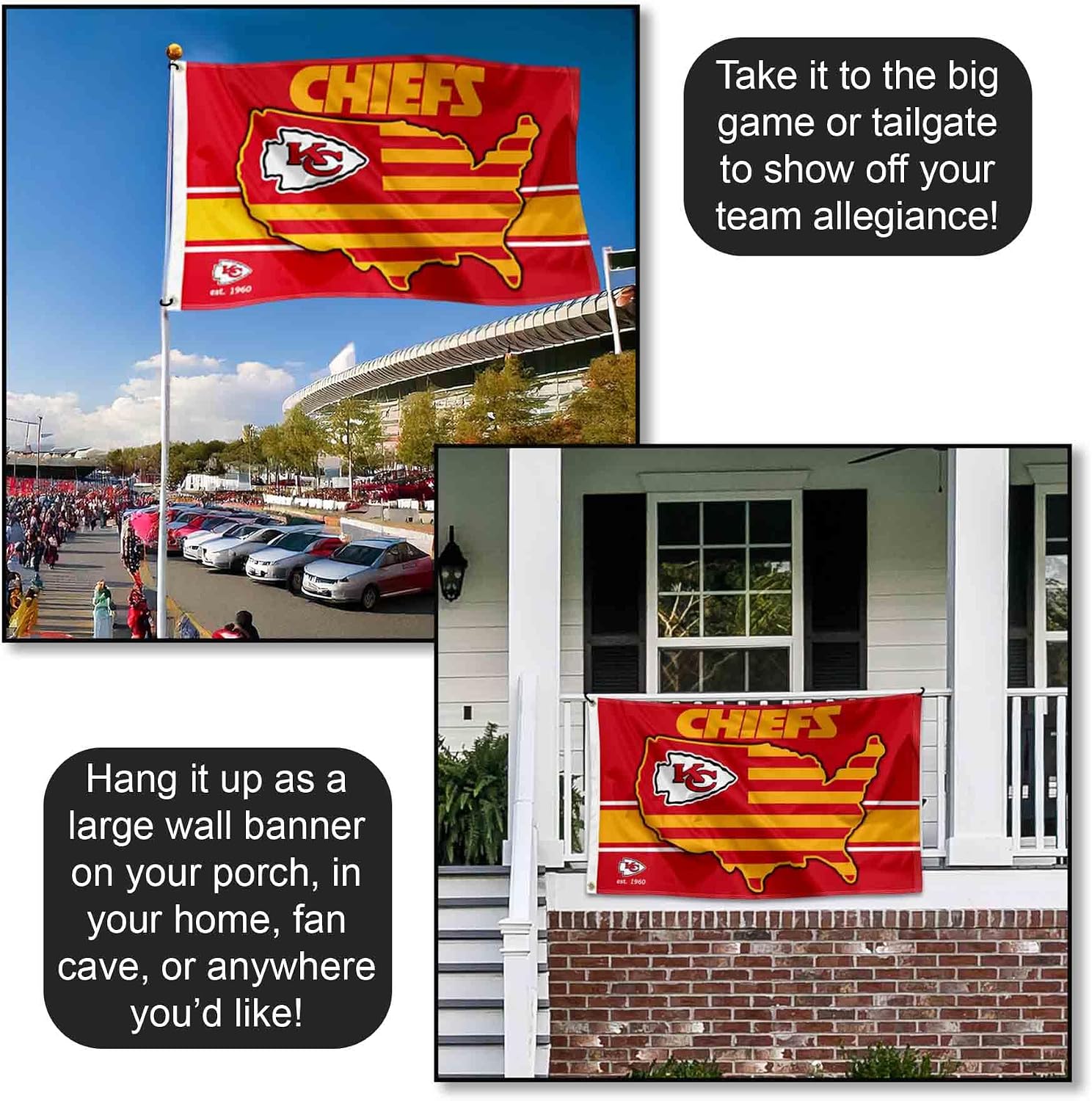 Kansas City Chiefs Nation USA American Country 3x5 Flag