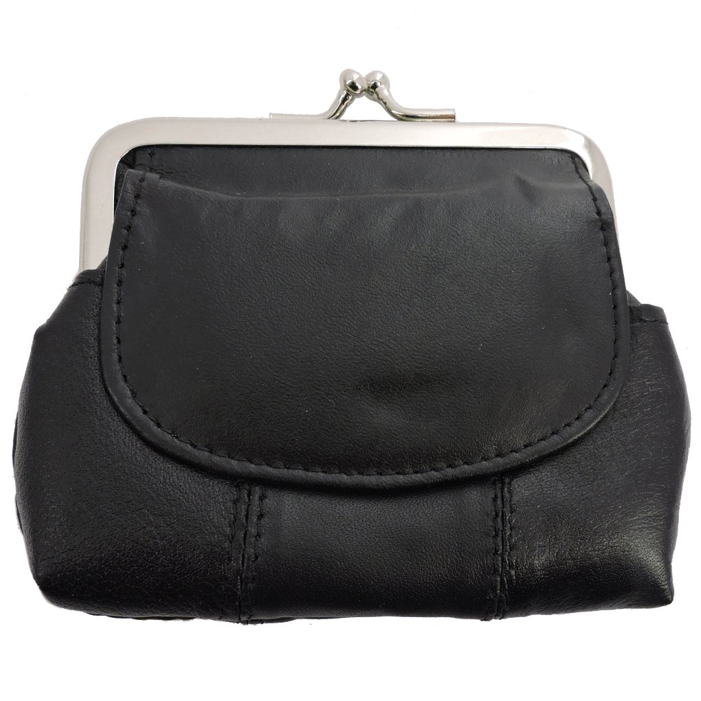 Silver Fever Leather Coin Purse with Kisslock Closure - Gift Box