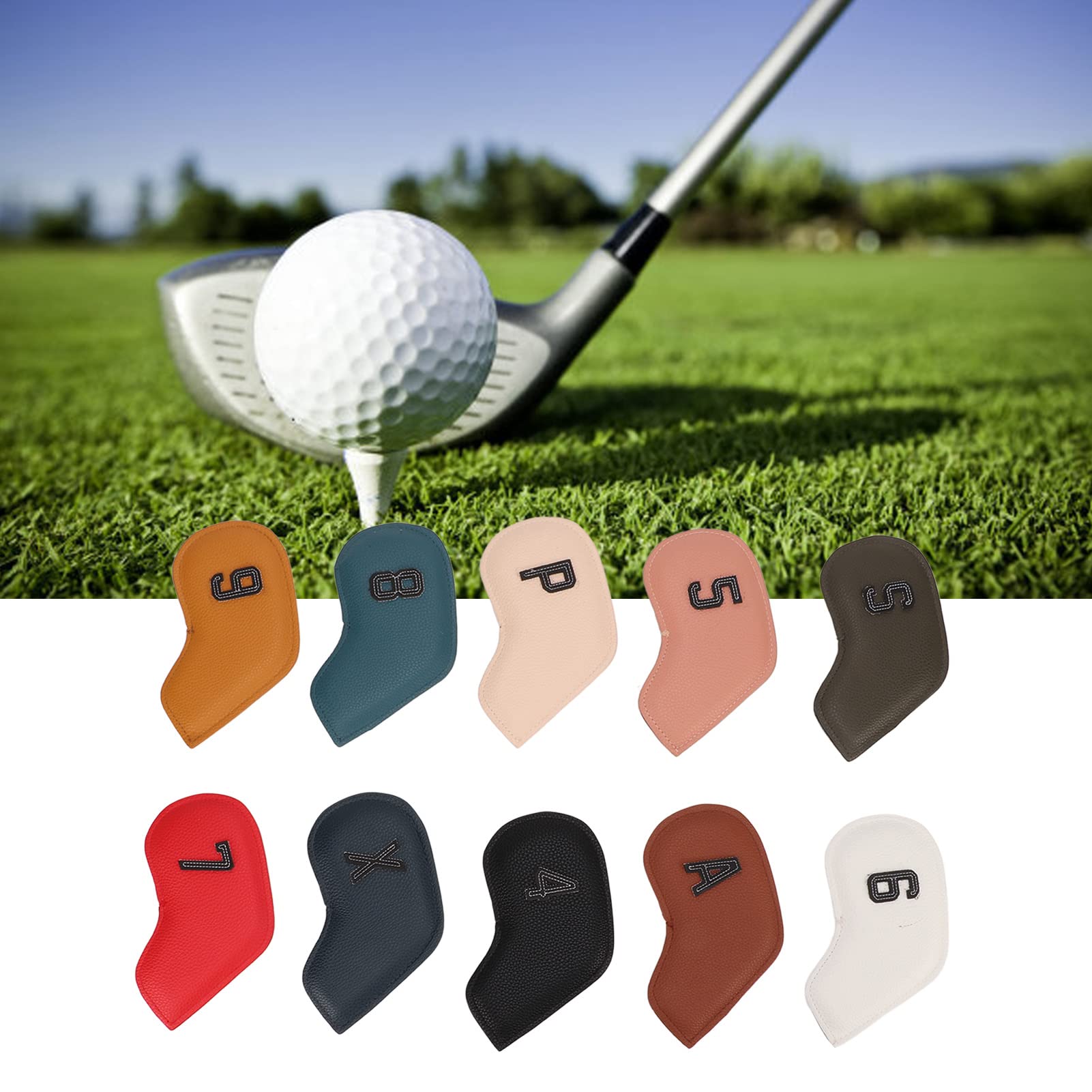 Golfs Iron Head Cover, 10PCS PU Numerical Golfs Iron Headcover for Outdoor Sports