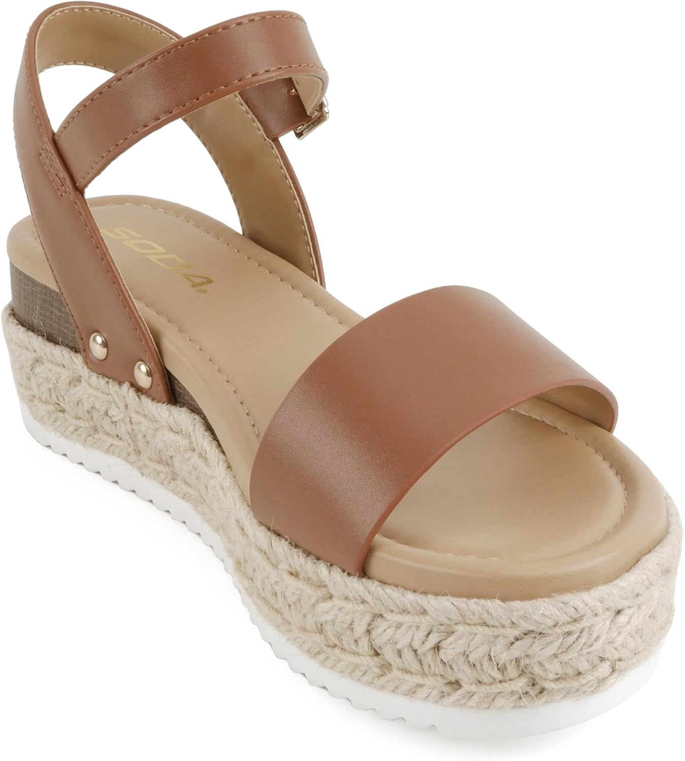 Soda CLIP ~ Women Open Toe Ankle Strap Platform Espadrille Sandal