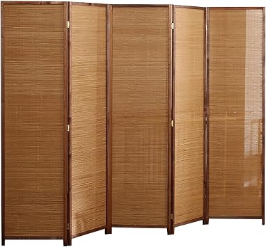 Partition Stand Room Divider Room Divider Height 150/170/180cm Room Separator Privacy Screen Foldable Standing Door Partition Decoration for Gazebo Pouch Garden Natural Bamboo Wood Color Style-1, Size High-170cm/66.9in