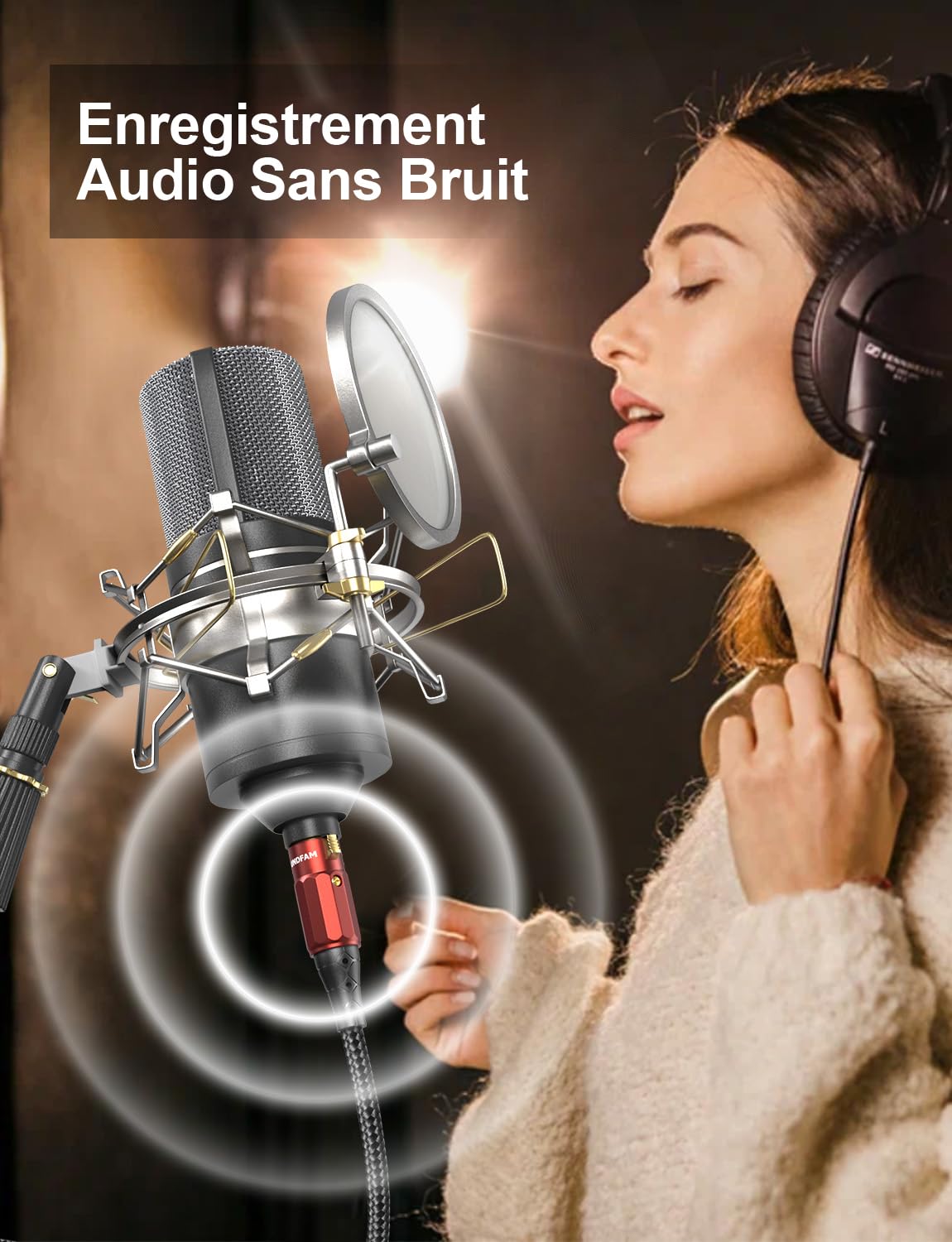 Câble XLR pour Microphone | Connecteurs XLR Dorés 24K | Double Blindage Avec Câble OFC 99,99% | Studio, Scène, Podcast, Streaming en Direct [3m-Rouge]
