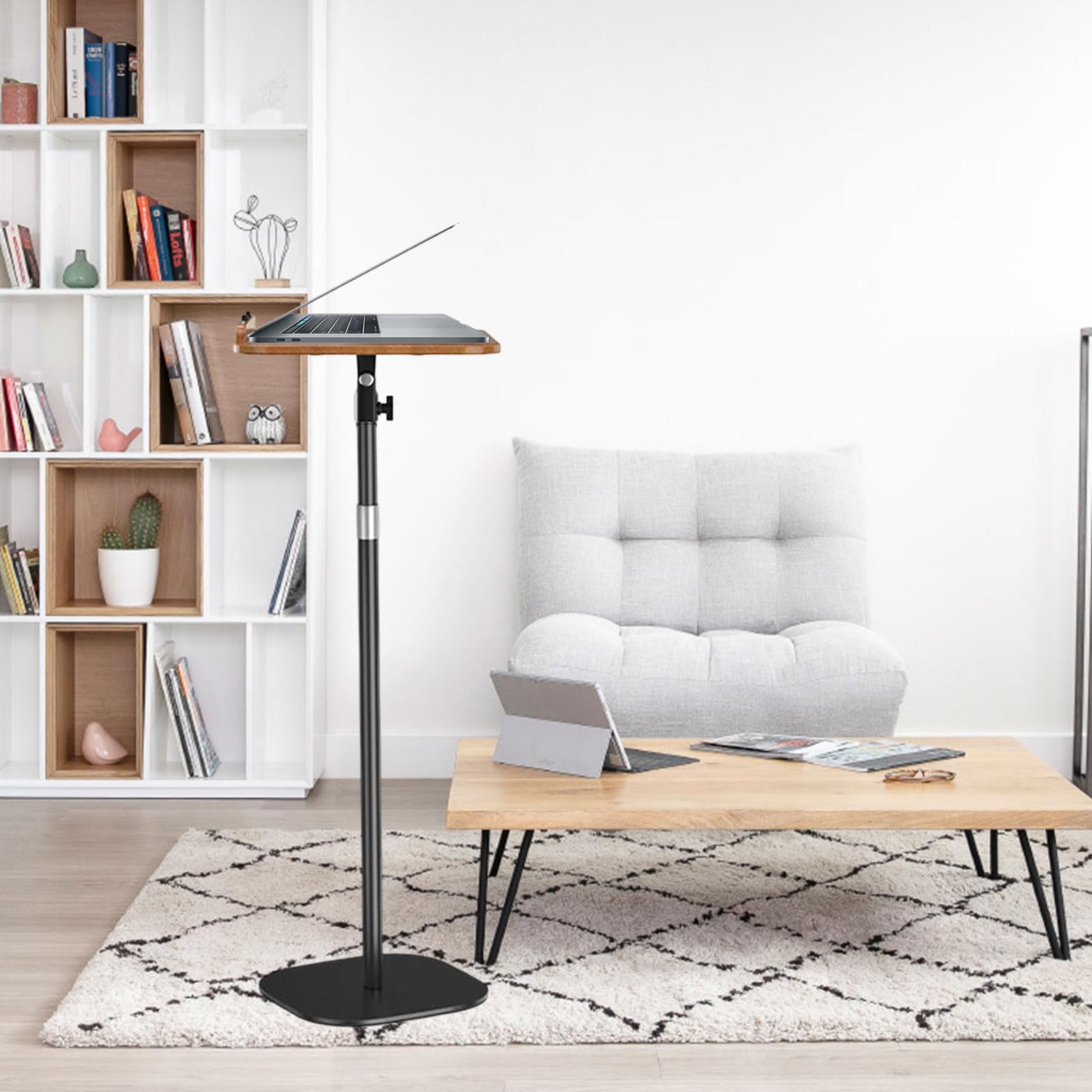 Bureau debout, réglable en hauteur de 46 à 120 cm, avec angle réglable, table d'appoint réglable, bureau mobile pour études, support de podium portable pour l'école, le bureau, l'église