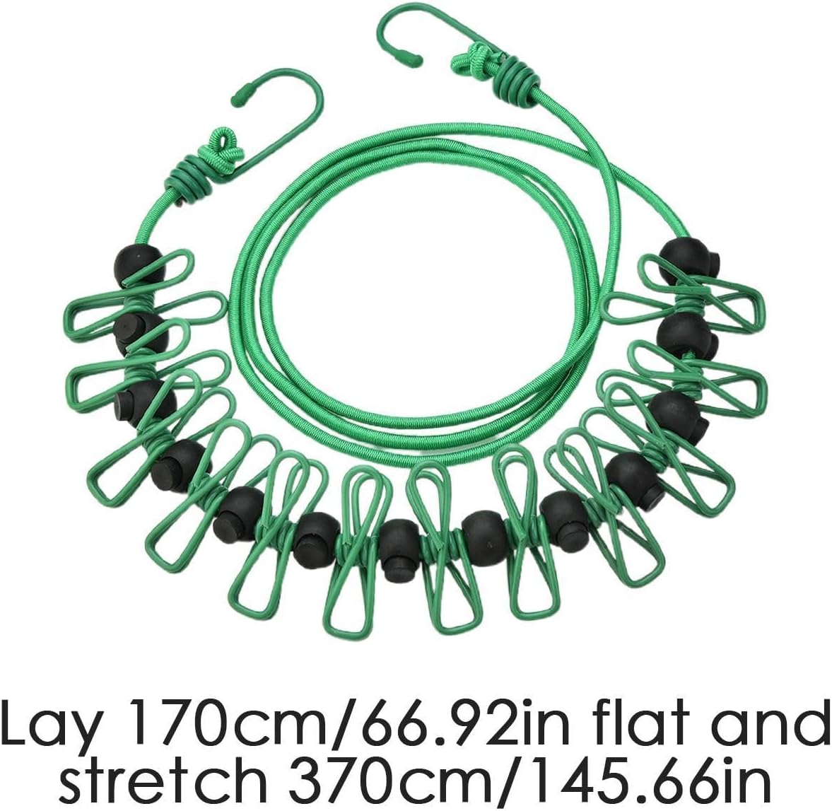 Camping Clothesline | Windproof Drying Clothesline | Elastic Laundry Clothes Lines with Windproof Clips for Backyard, Laundry