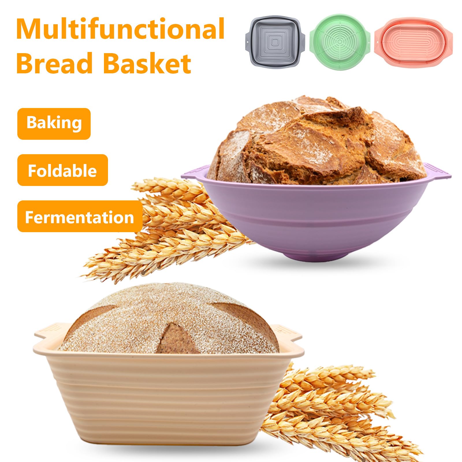 Siliconen Brood Proofing Basket-Brood Banneton Proofing Mand voor Zuurdesem, BPA-vrije siliconen fermentatie mand (roze, ovaal
