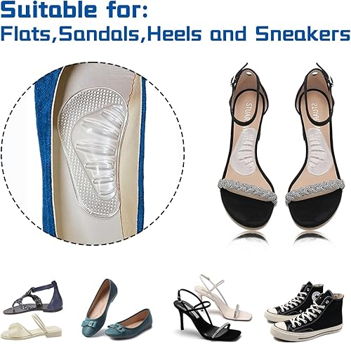 Miniatura 4 de Plantillas de zapatos con soporte de arco para pies planos, insertos de arco de gel para fascitis plantar, almohadilla adhesiva para aliviar la