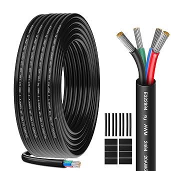 UL2464 20AWG 4x0.52mm  Extension Cable 10m UL2464 Tinned Copper Cable with PVC Jacket for 5V/12V/24V RGB LED Control and Electronic Lines