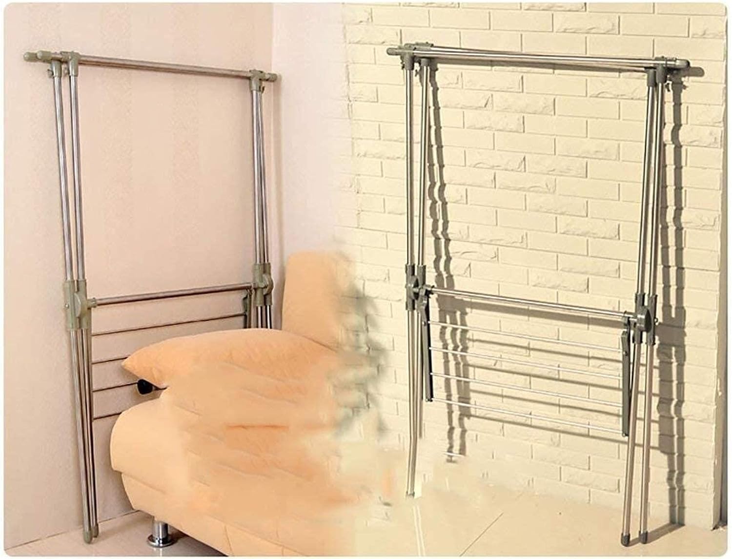 Electric Heated Clothes Airer Dryer Stainless Steel Airer, Folding Double Towel Rack Stainless Steel Simple Airer