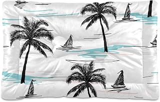 OTVEE Coconut Palm Trees Sailboat Pet Bed for Small Dog Cats Dog Crate Beds for Indoor Puppy Cat Sleeping - 24x18in