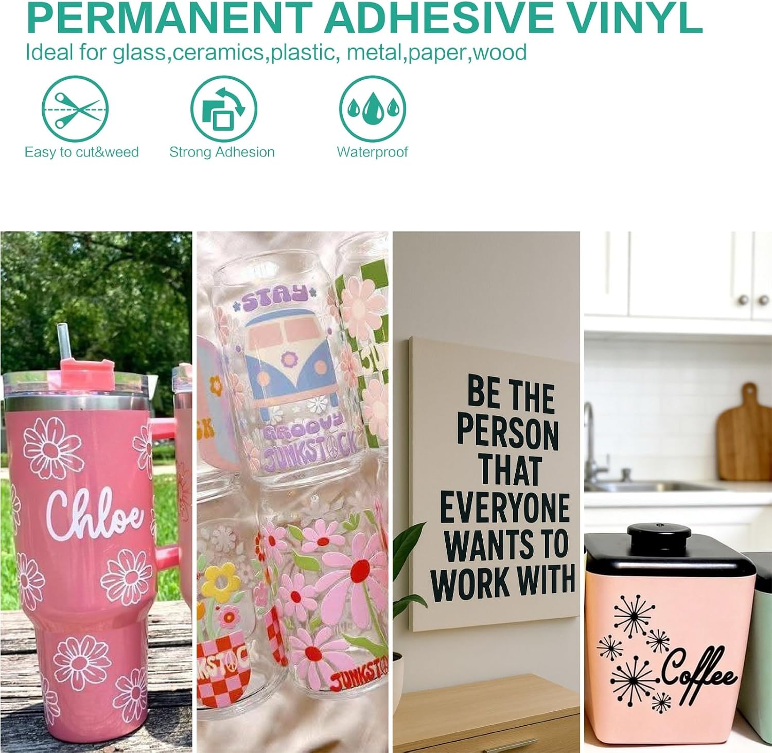 All-in-One Vinyl Craft Kit – HTV for Shirts, Permanent Adhesive Vinyl for Cups, Sublimation Paper for Mugs, with Transfer Tape,Teflon Sheet, Weeding Tools Set – Compatible with Cricut Silhouette