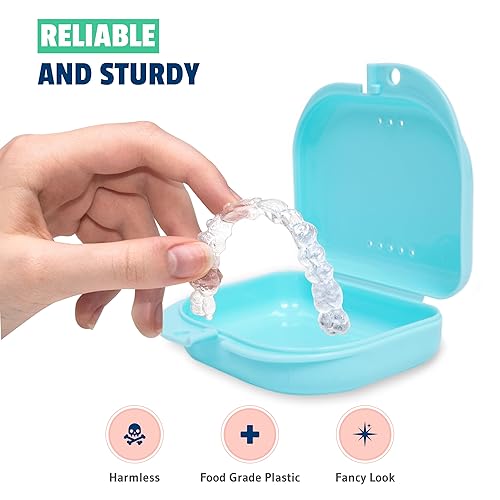 Vista 29 de Estuches de retención – Paquete de 4 surtidos – Funda protectora bucal inodoro – Ventilada e higiénica para transportar y proteger aparatos Negro