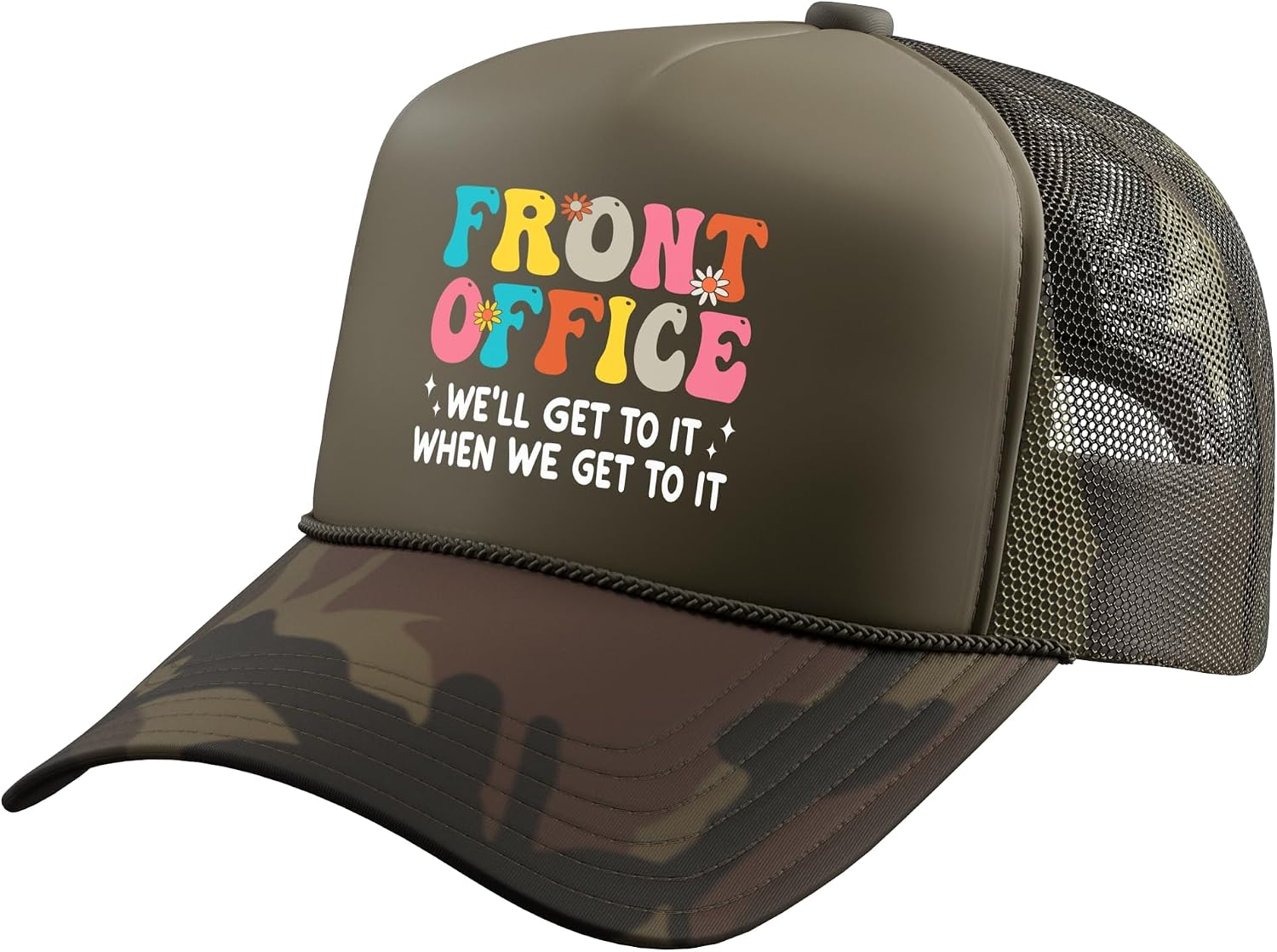 Front Office Dream Team Funny Front Desk Receptionist Admin Trucker Hat with Adjustable Mesh Back