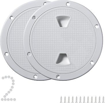 2 Pcs Marine Boat Round Deck Hatch Cover-Non-Slip Inspection Plate Access for Kayak,Yacht-Detachable Water-Tight Lid,Screws Included