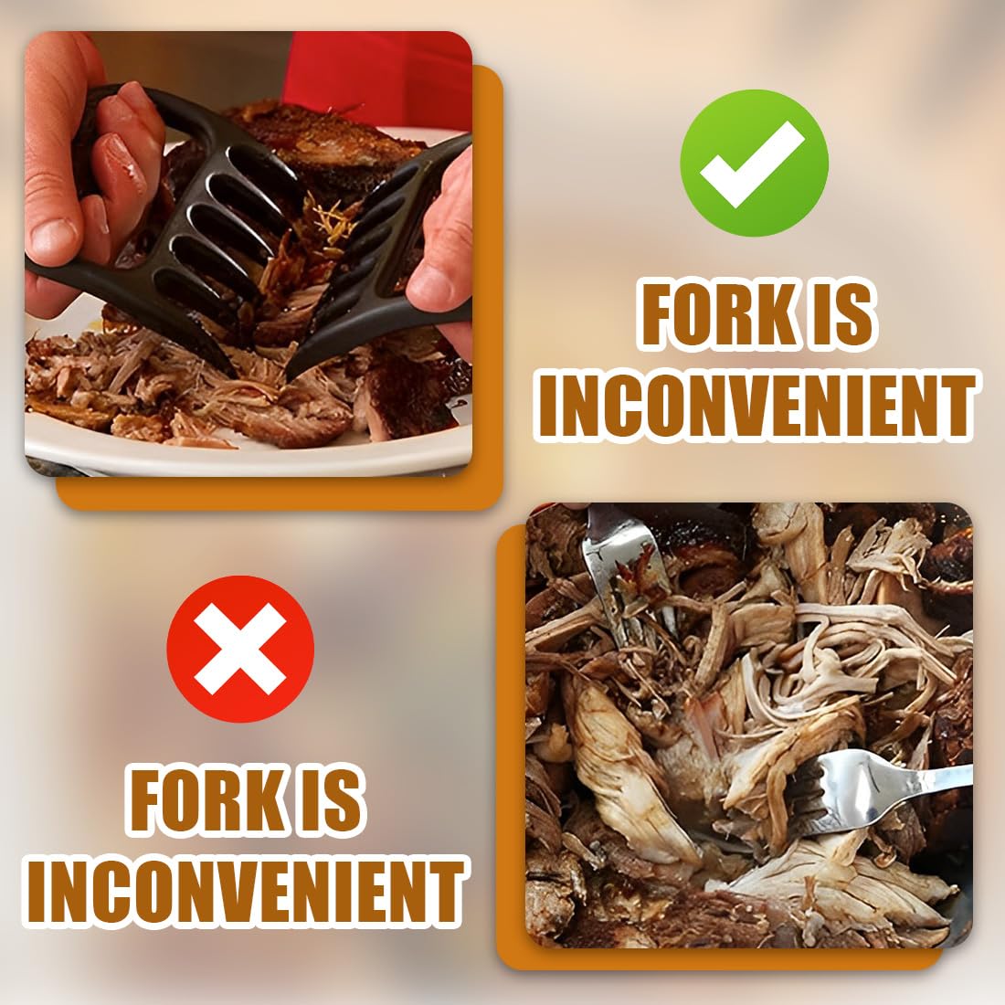 SULIUDAJI 2 Pezzi Pulled Pork Claws, Meat Claws, Claws Bbq Fork Bbq Bbq Meat Claws For Chopping And Stirring, Pork Chopping Chicken