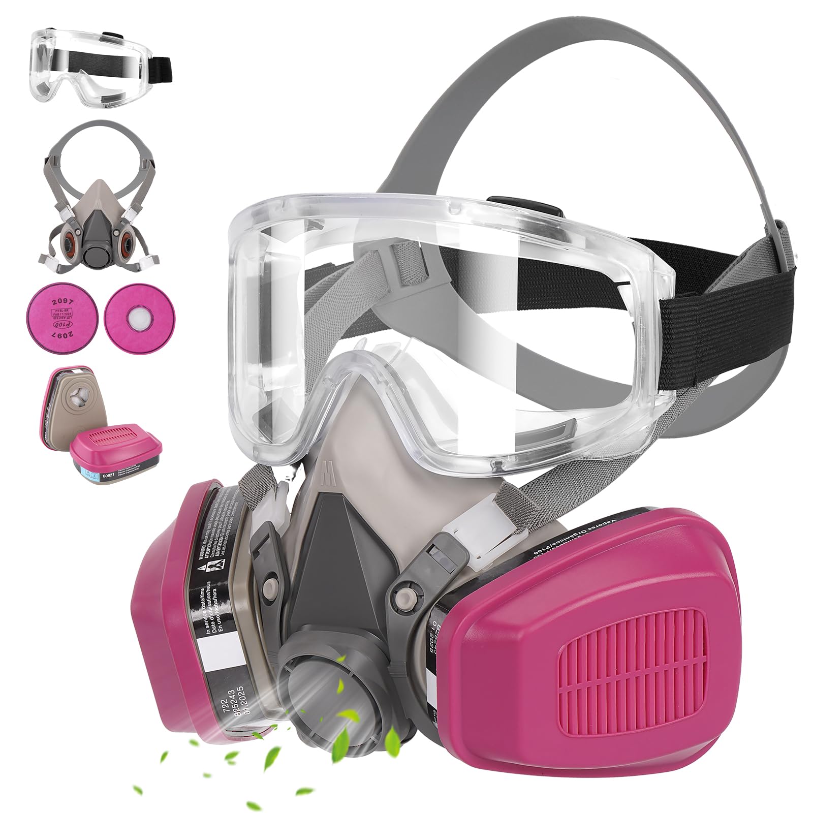 wxyazyt Reusable Respirator mask, 6200 Organic Vapor Mask with Filters 60921 & 2097, Dust Mask for Spray painting, Sanding, construction, Chemical, DIY