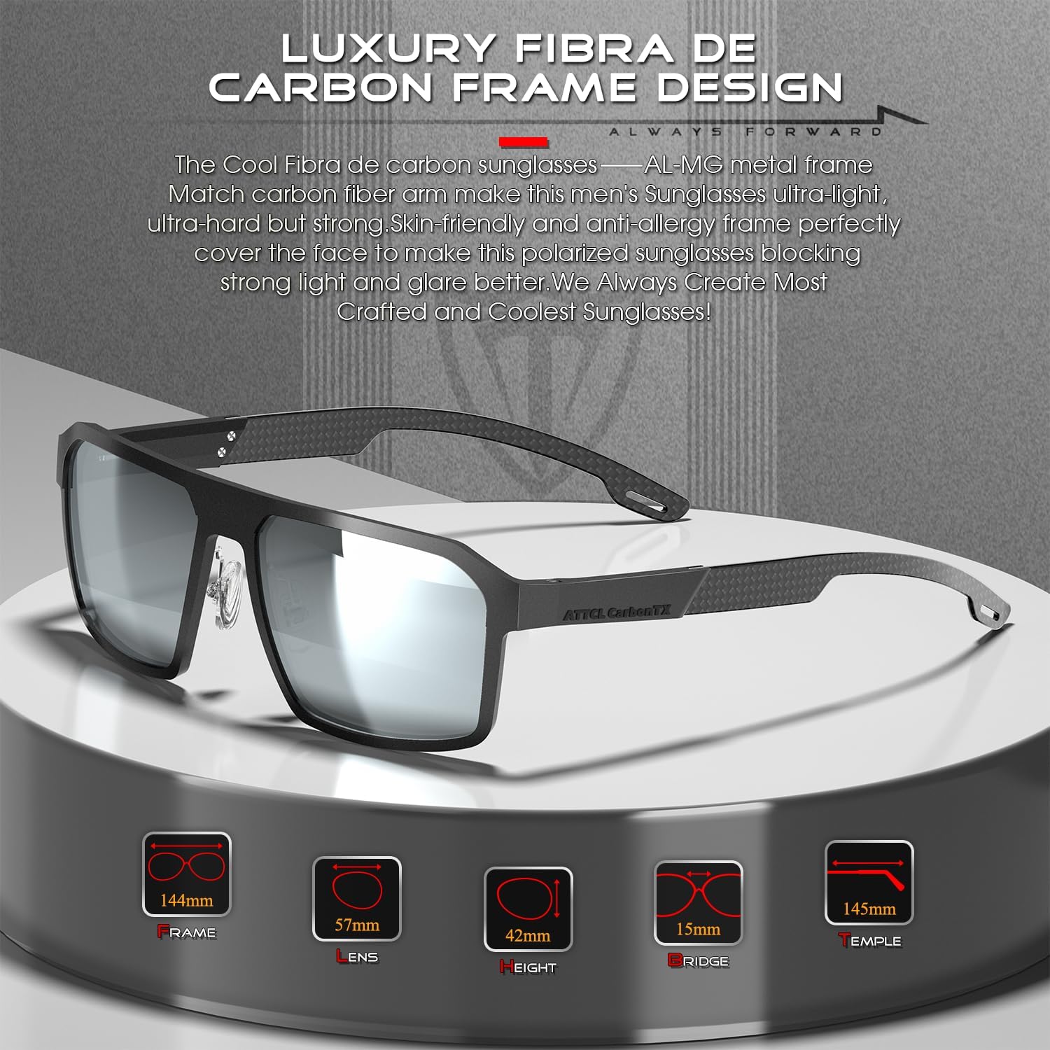 ATTCL Polarized Sunglasses Men Driving: Lightweight Metal Frame Fiber Temples UV400 Protection Stylish Hexagonal Sun glasses - Image 2