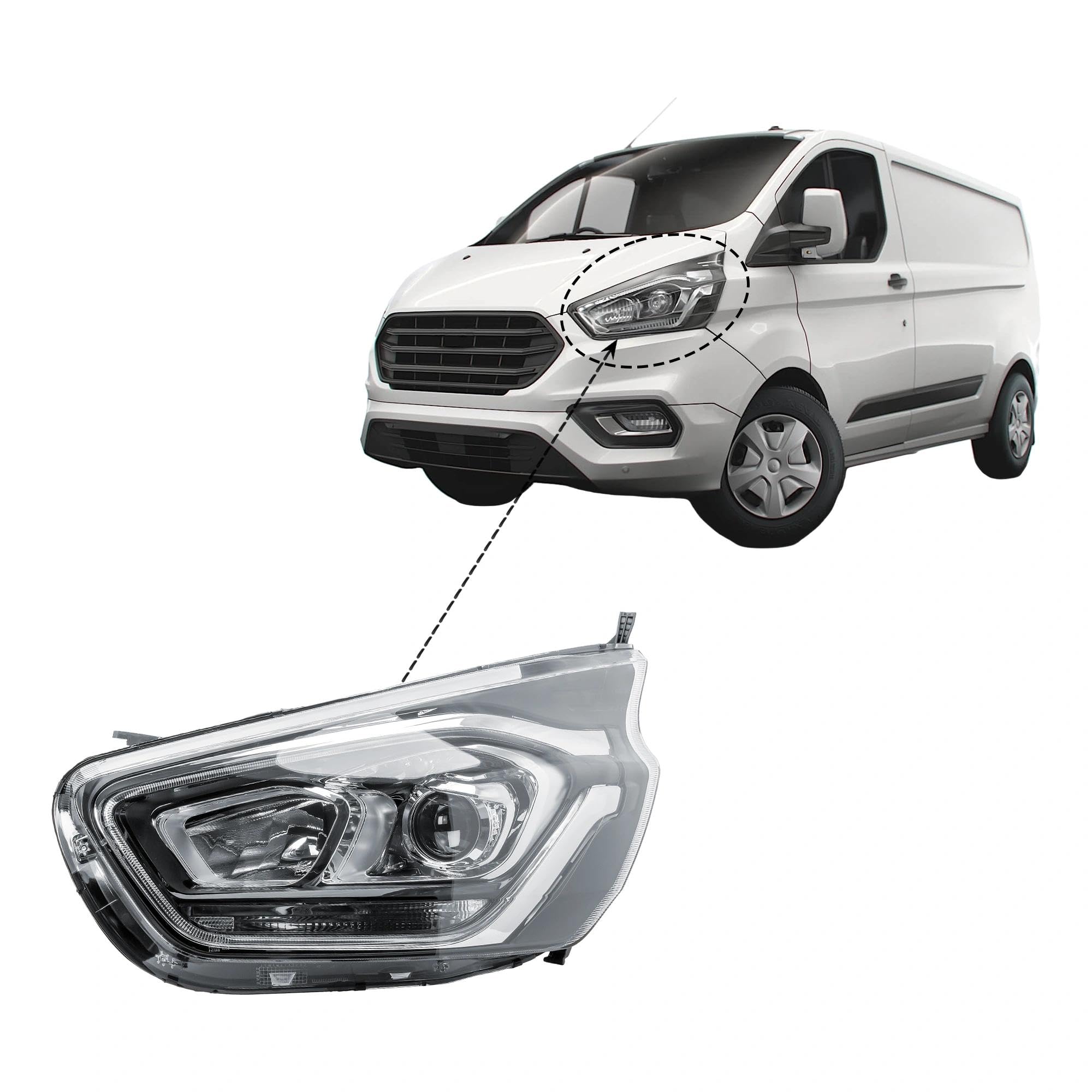 Faro anteriore sinistro lato conducente con proiettore e servomotore per Ford Transit Tourneo Custom V362 2020-2023