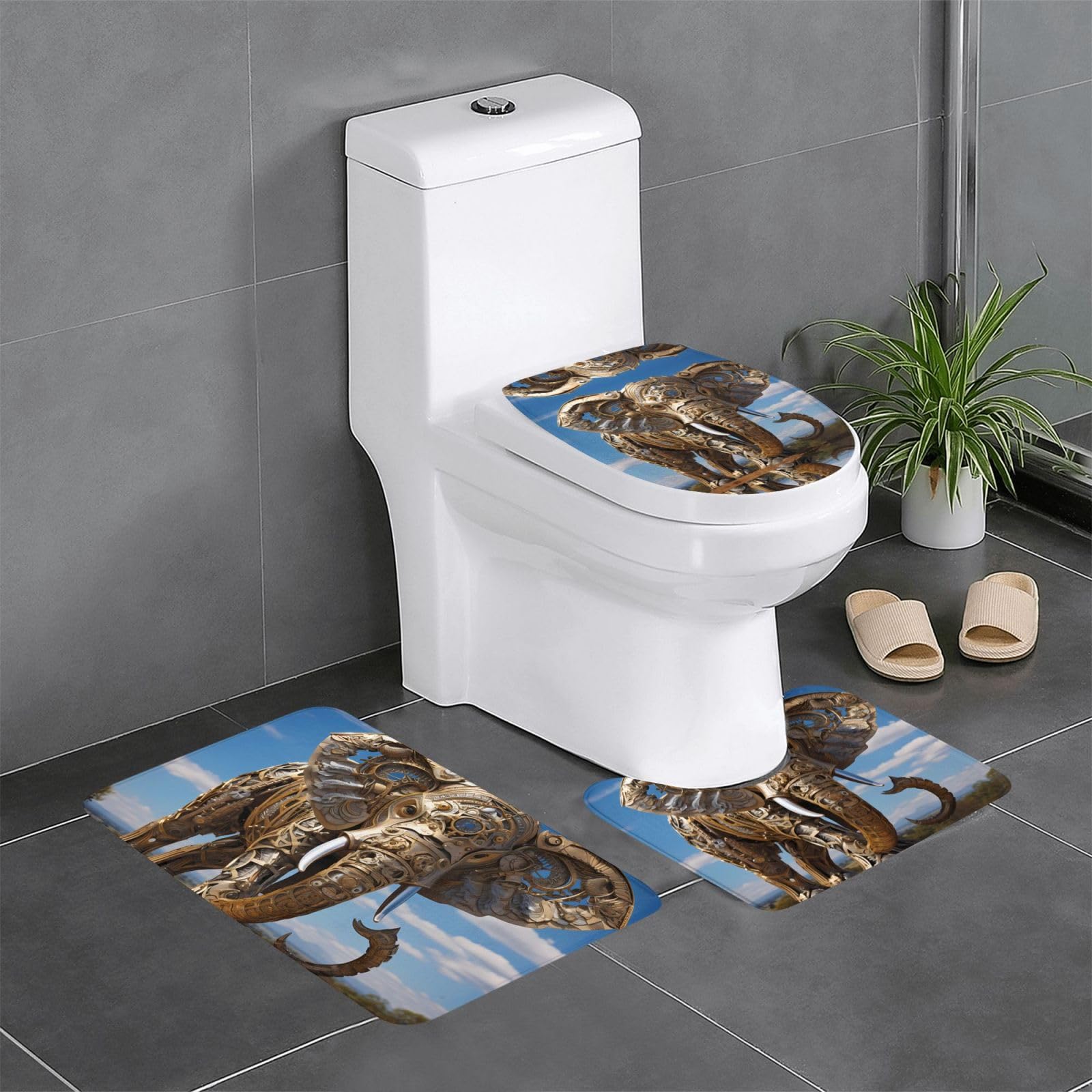 Tapis de salle de bain antidérapant pour éviter les glissades avec motif éléphant