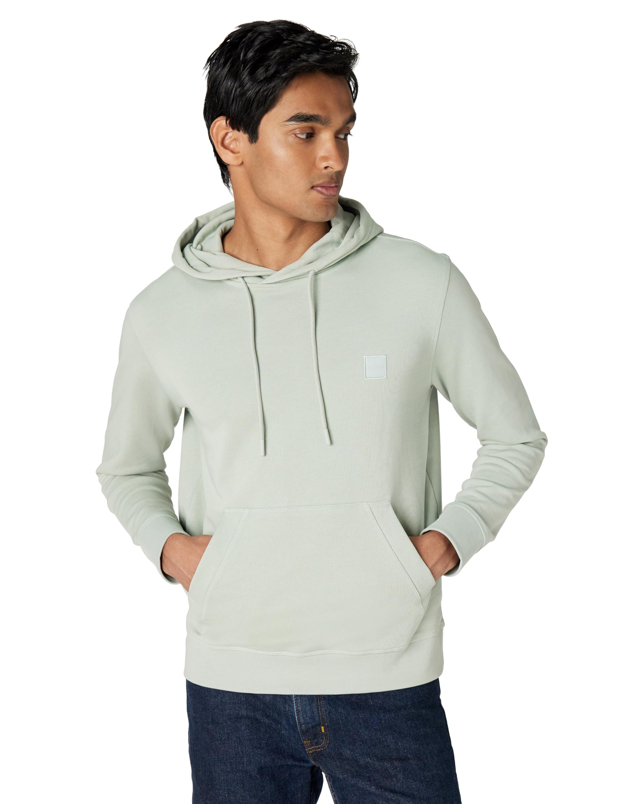Men's Patch Logo French Terry Pullover Hooded Cotton Sweatshirt