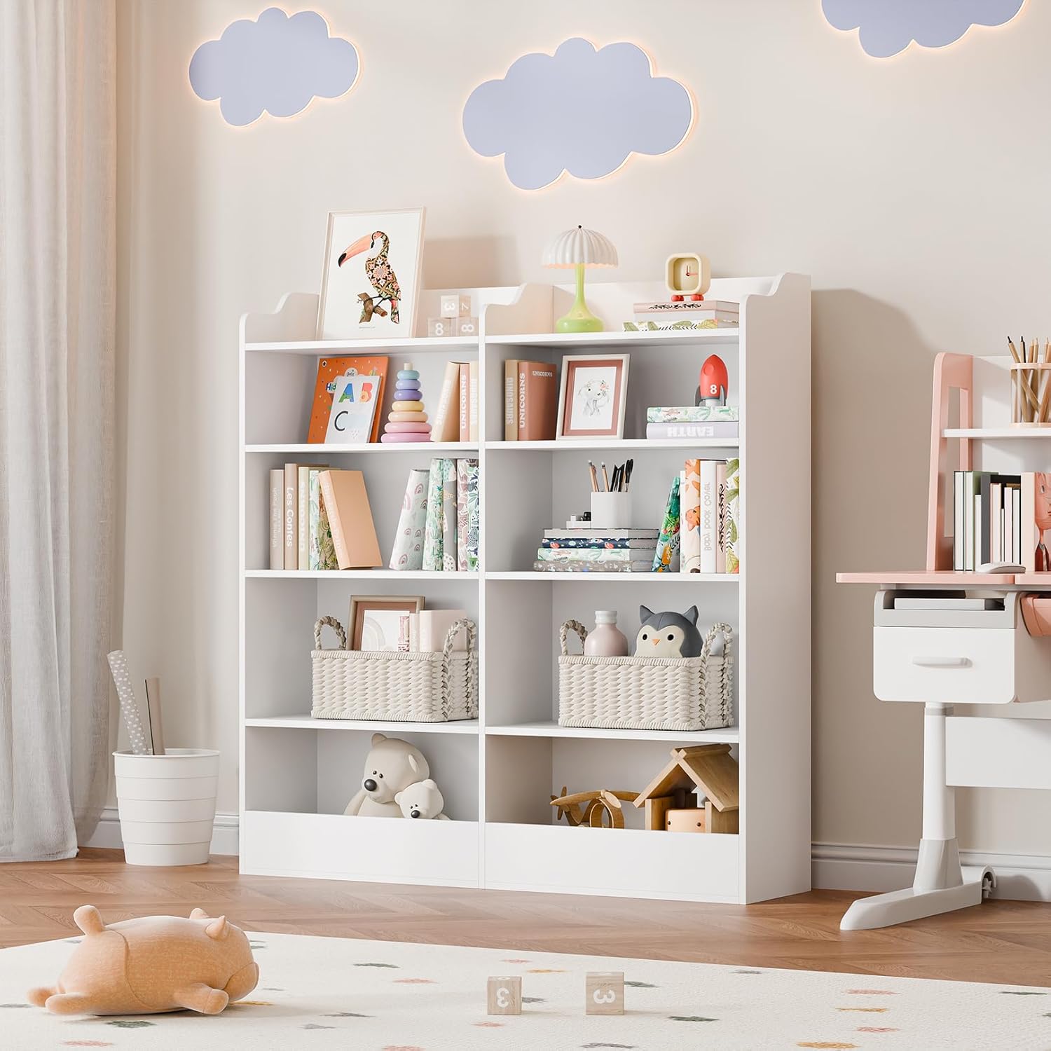 Cozy Castle Toy Storage Organizer, 5 Tier Kids Bookshelf, 10 Cube Toddler Bookcase Storage Cabinet for Playroom, Kids Room, Living Room, Nursery, Cubby, Kindergarten (White)