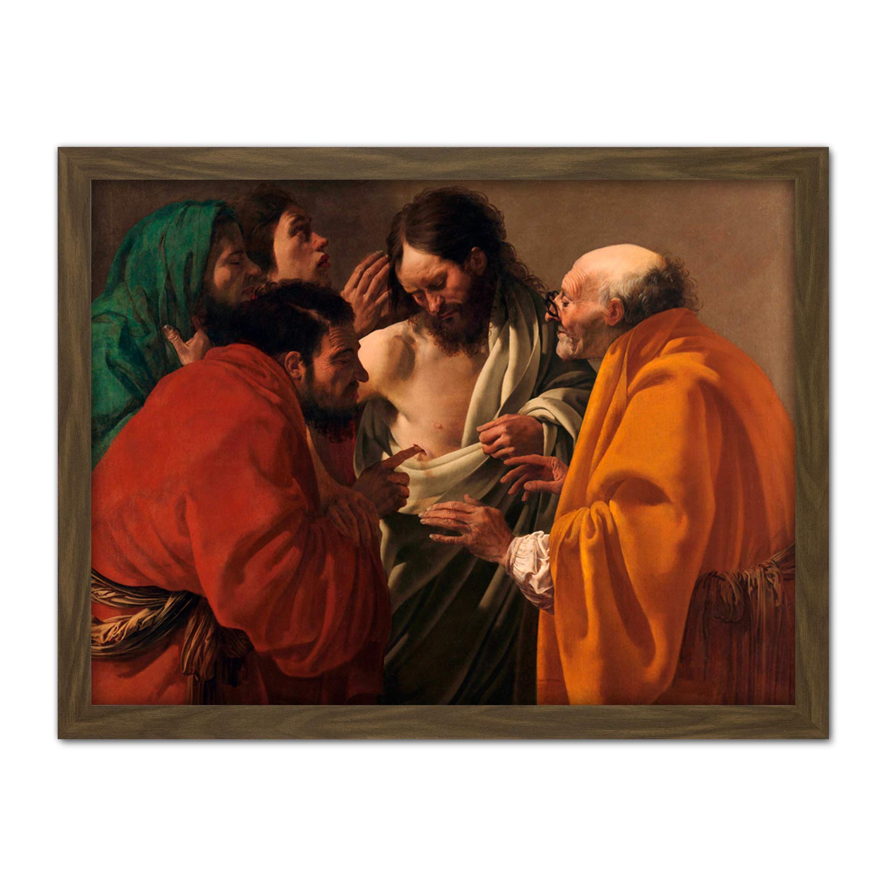 Artery8 Ter Brugghen The Incredulity Of Thomas Painting Artwork Framed Wall Art Print 18X24 Inch