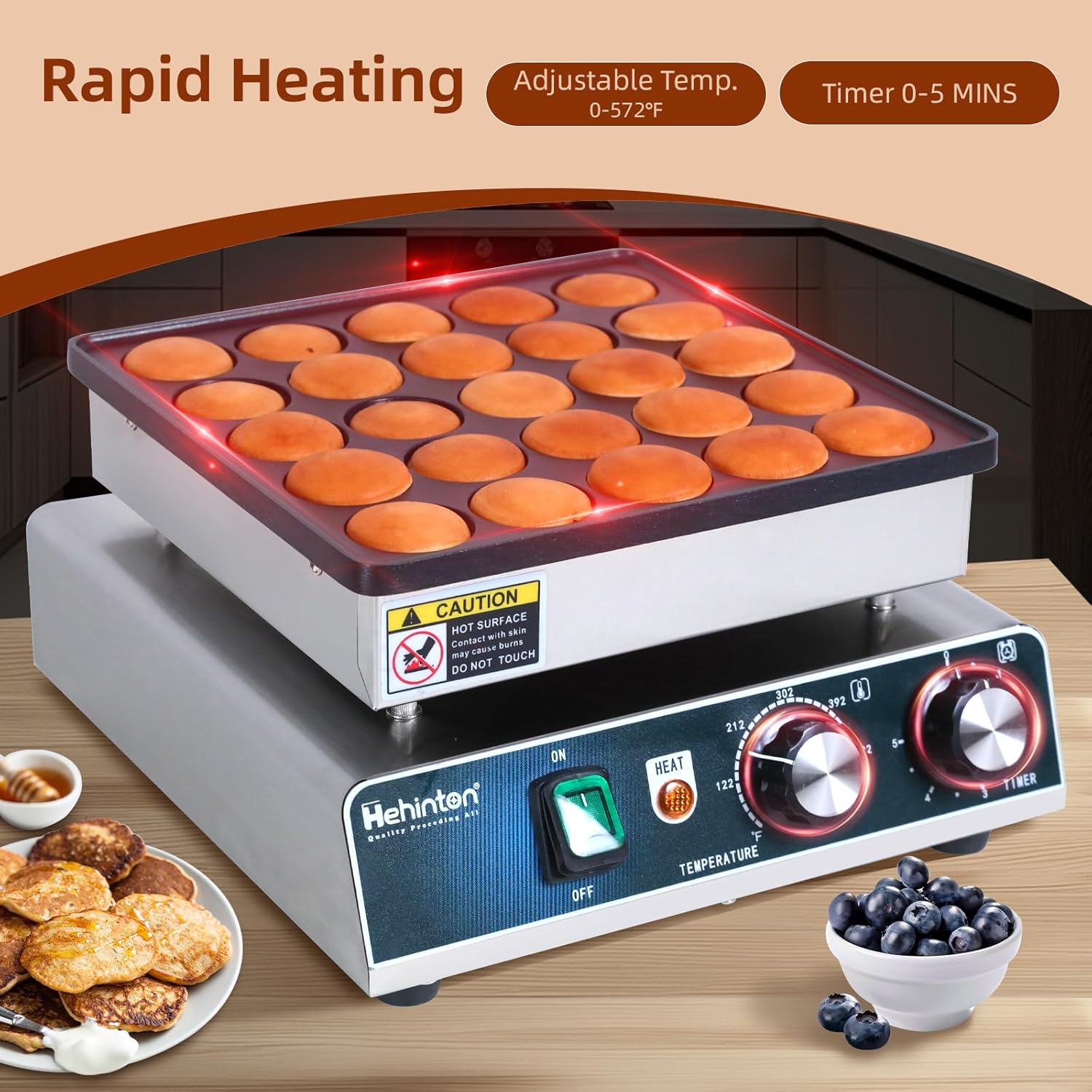 Hehinton Mini Pancake Maker: Rapid Heating and Adjustable Temperature