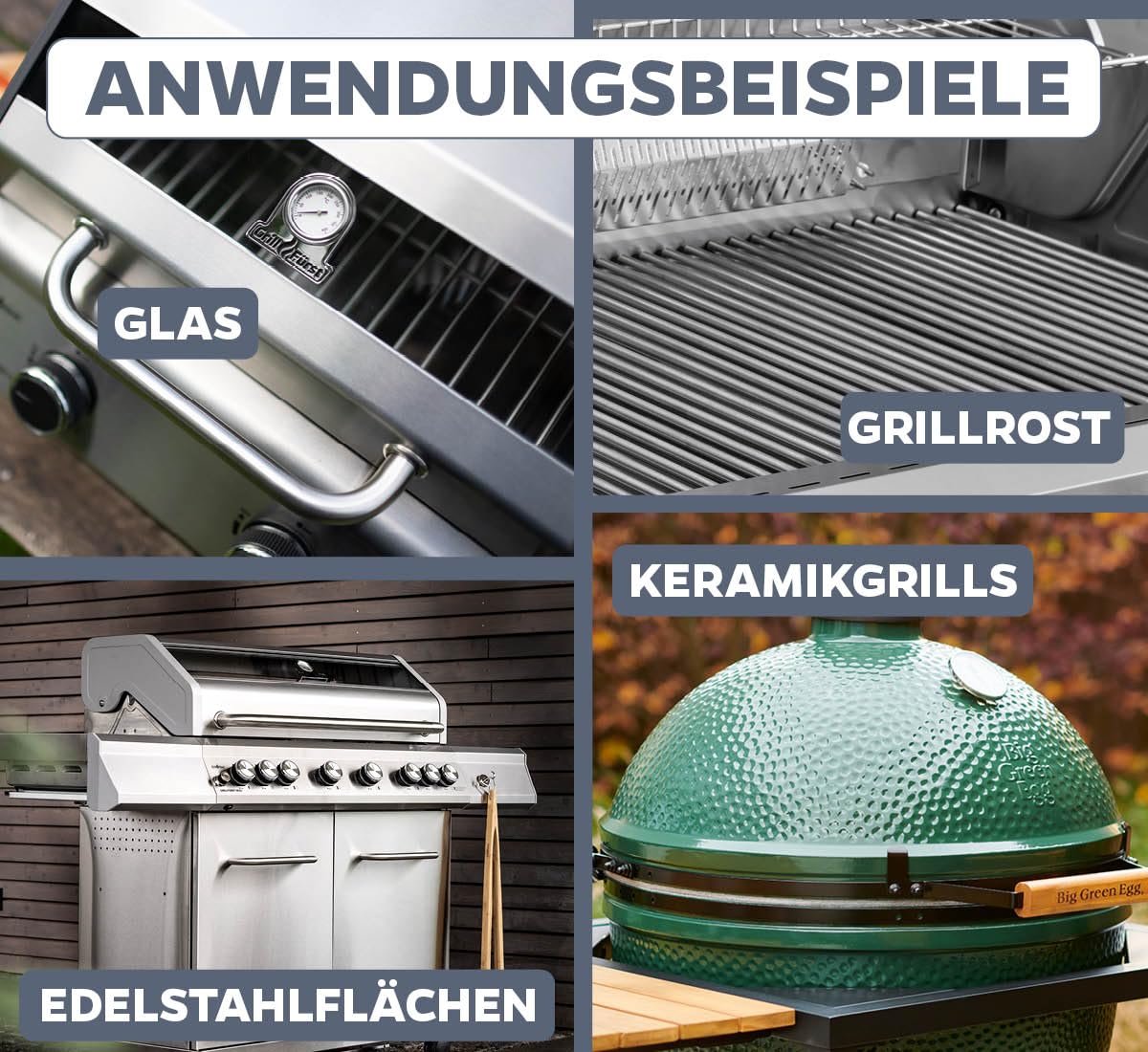 Grillfürst Grillreiniger-Set für Rösle Videro Edelstahlgrills - Grillreiniger, Schaumreinger, Pflegespray - 4er Set