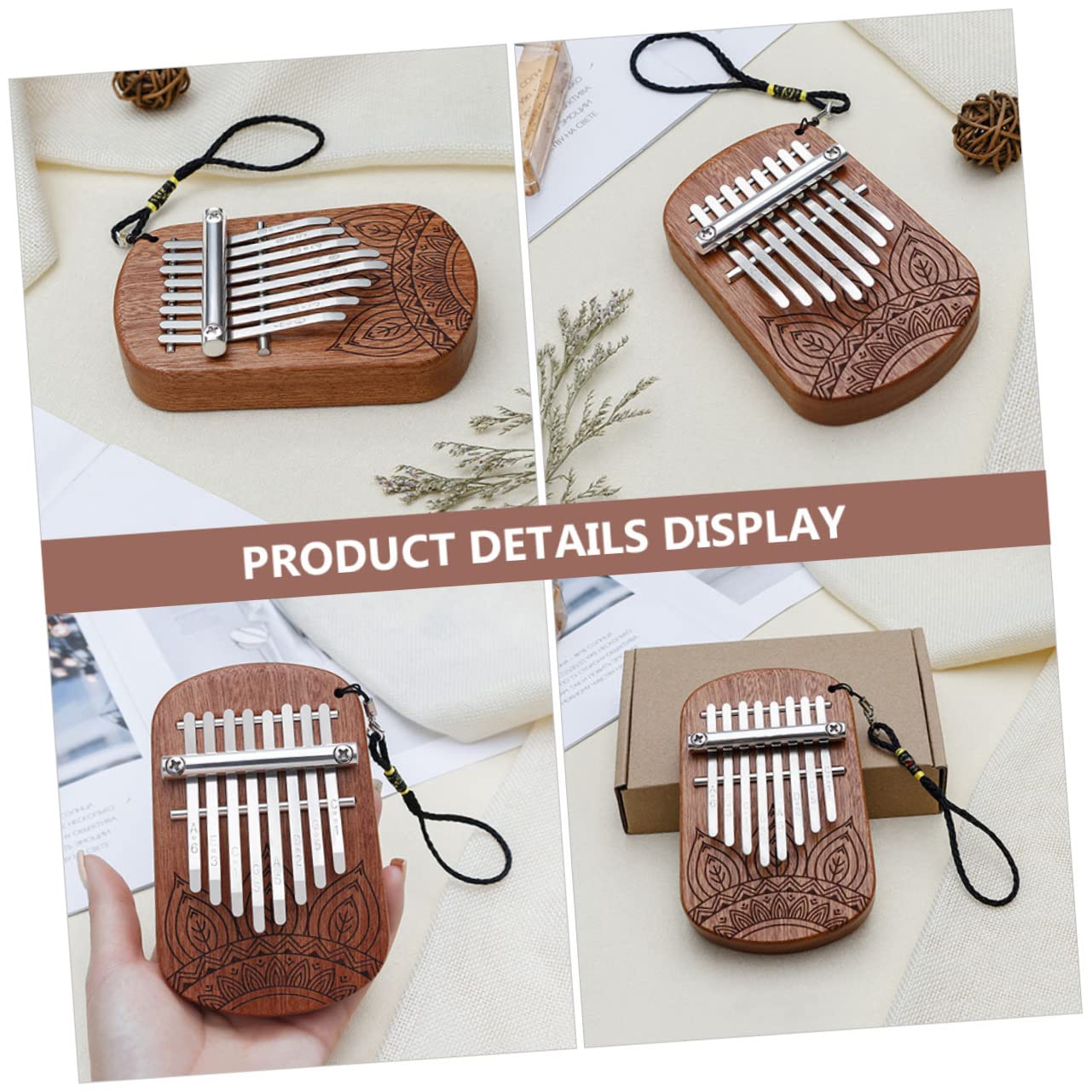ibasenice 2stücke Kalimba Daumenklavier Aus Holz Tragbares Musikinstrument Für Anfänger Ergonomisches Design Leicht Und Einfach Zu Transportieren Für Musikliebhaber Und Gemeinsame