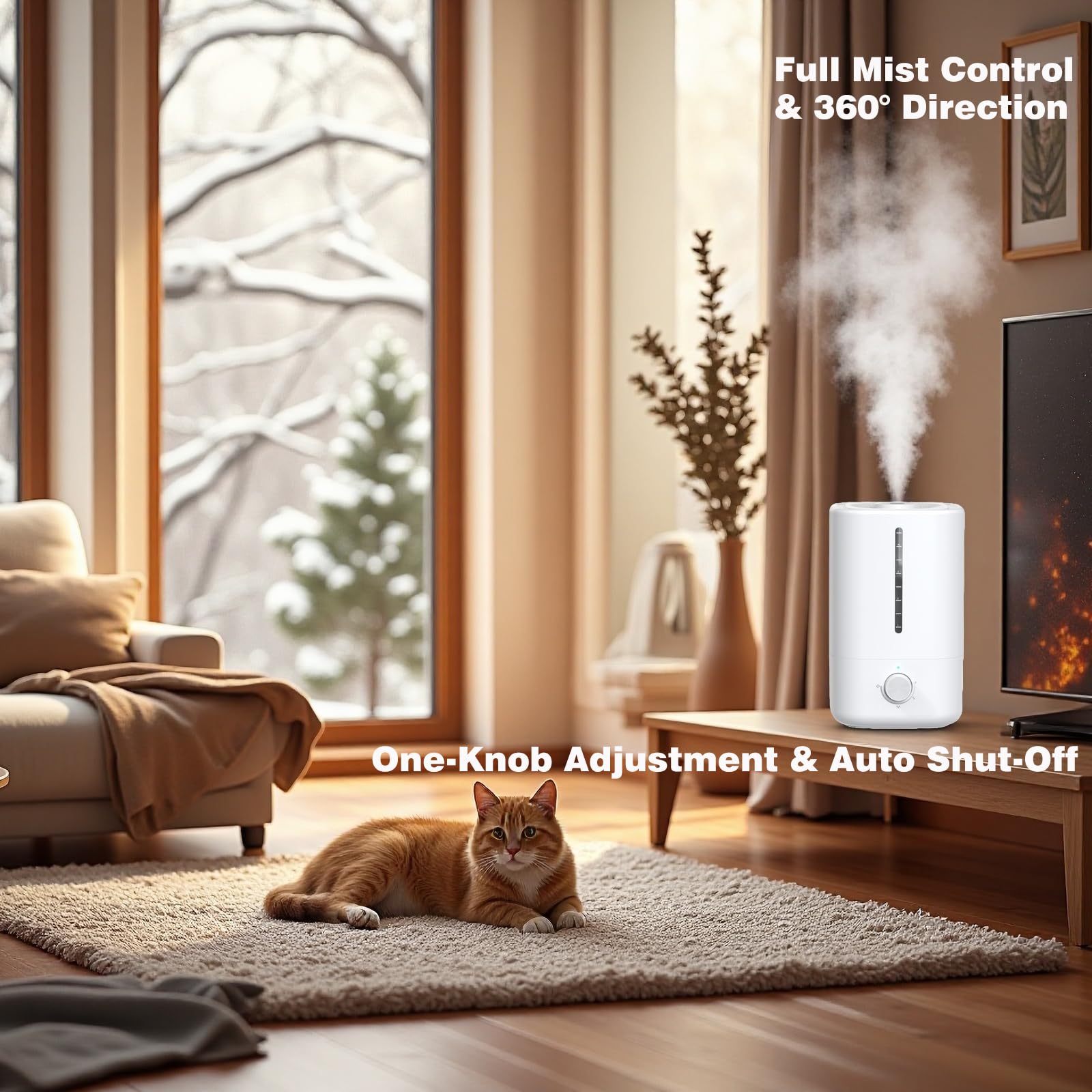 Humidificadores de llenado superior para dormitorio, tanque de 4.5 litros para habitación grande, difusor de aceite, humidificador de aire silencioso de 20 dB para el hogar, guardería y
