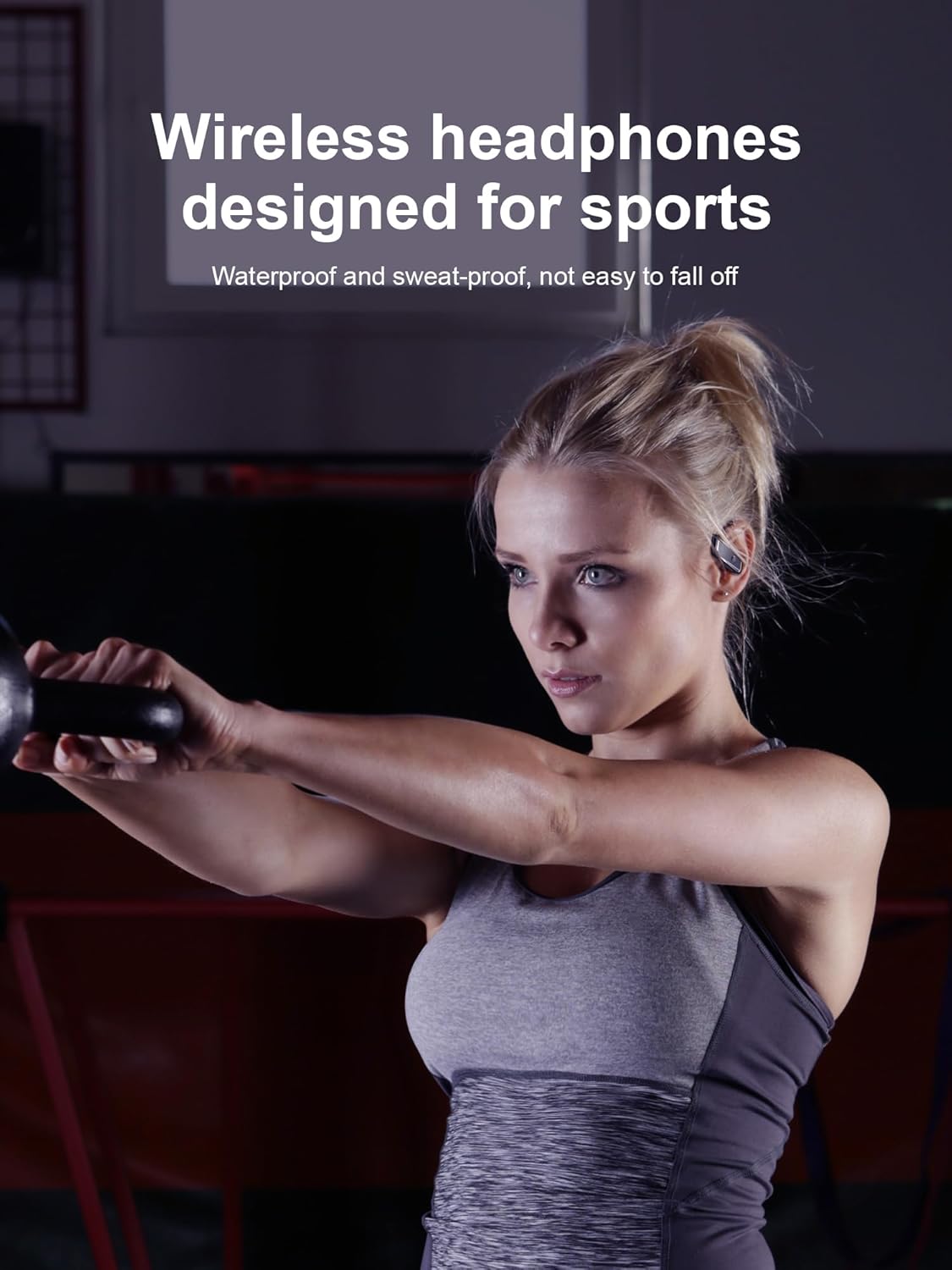 Black Wireless Earbuds Bluetooth 5.4 Headphones 53H Playtime Sport Earphones with LED Display,Over-Ear Buds Built in Mic in Ear Waterproof Headset for Workout Running Gaming - Black