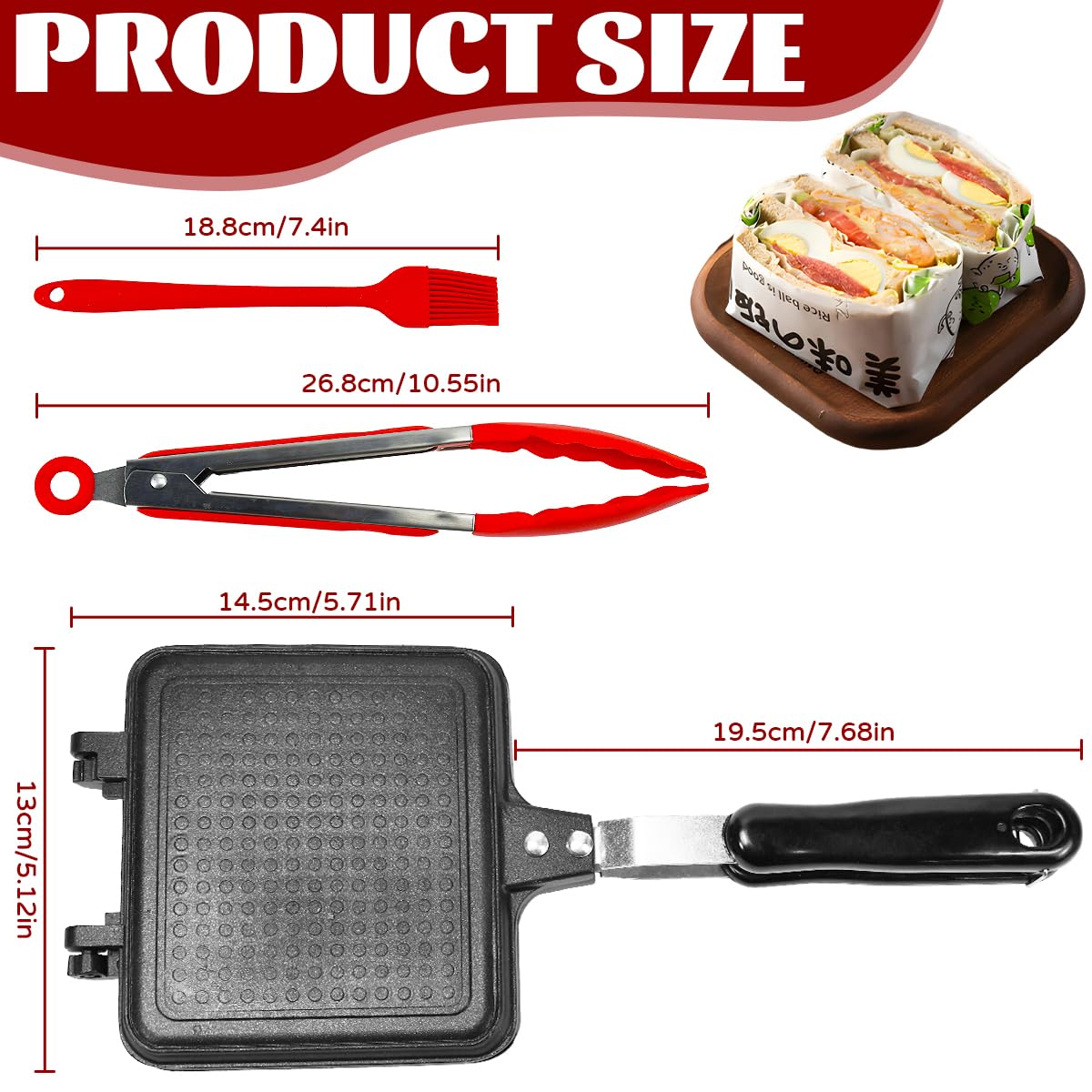 Pfanne Sandwich Maker Doppelseitig Bratpfanne Toastpfanne mit Hitzebeständigem Griff 35 x 15cm Camping toaster Sandwichmaker Tortillas Bratpfanne Panini Maker Pan für Frühstück Camping Outdoor