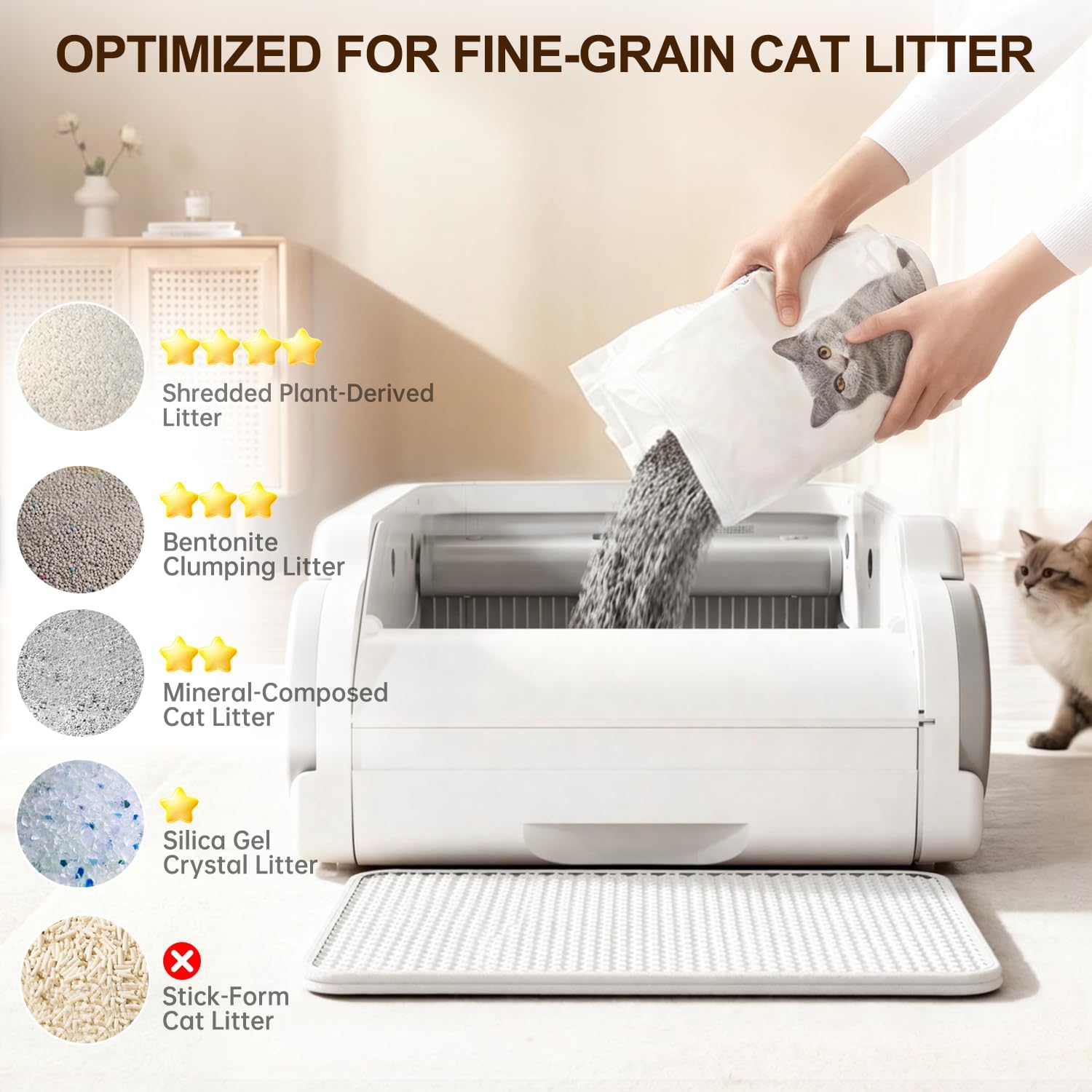 Automatic Litter Box Open Top Self Cleaning Cat Litter Box for Multiple Cats Electric Litter Box with Smart APP Control