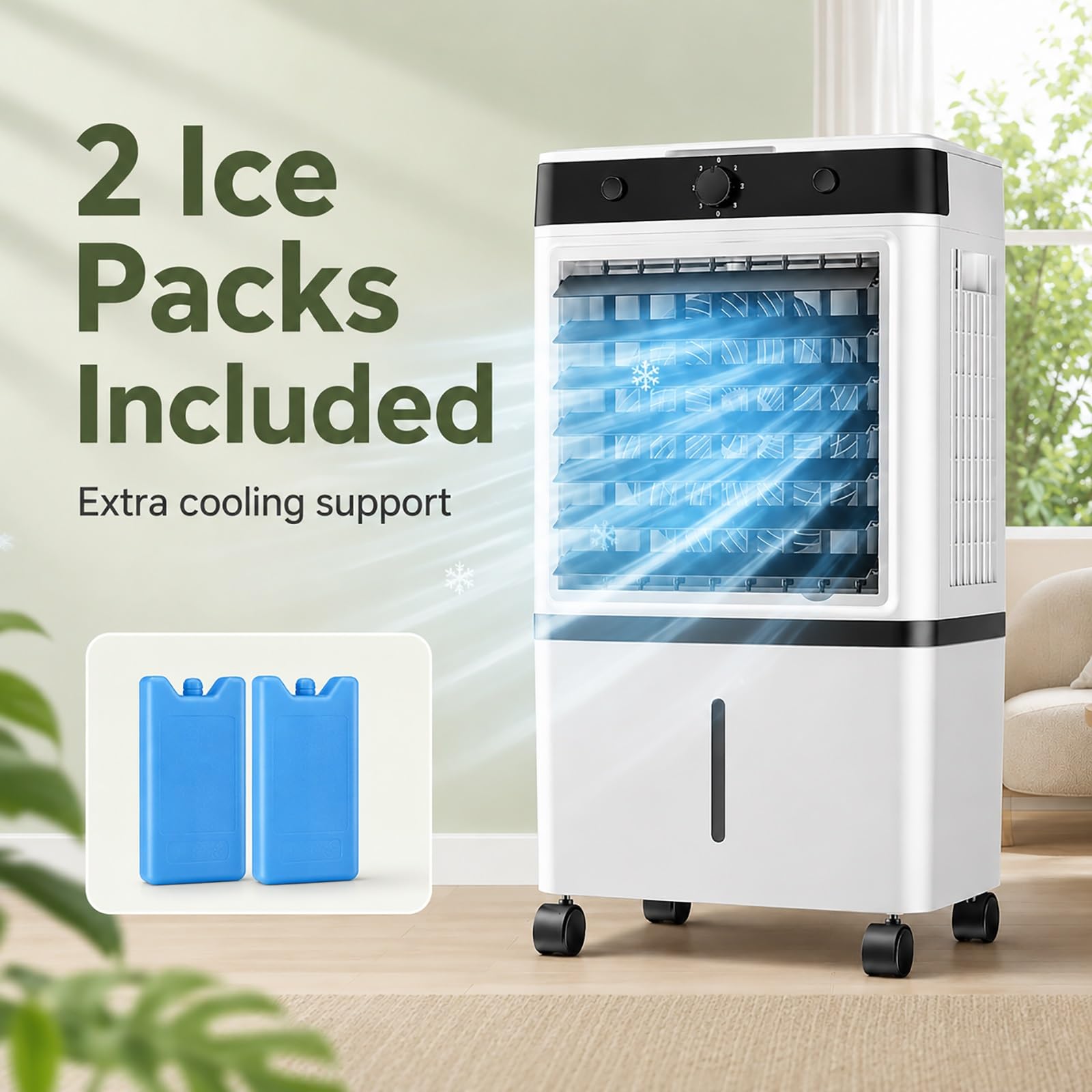 Climatizador Evaporativo Portátil, Enfriador de Aire Llenado Superior, Ideal para Hogar, Dormitorio, Oficina, Ventilación Interior