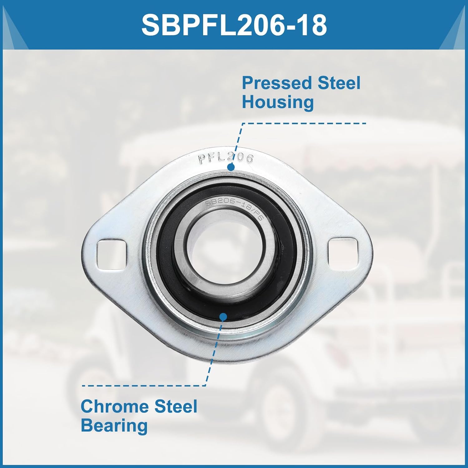 uxcell 2Pcs SBPFL206-18 Pillow Block Bearings 1-3/32" Bore Bearing Units Steel Flange Mounted Bearing Housing with Wrench, ABEC 3