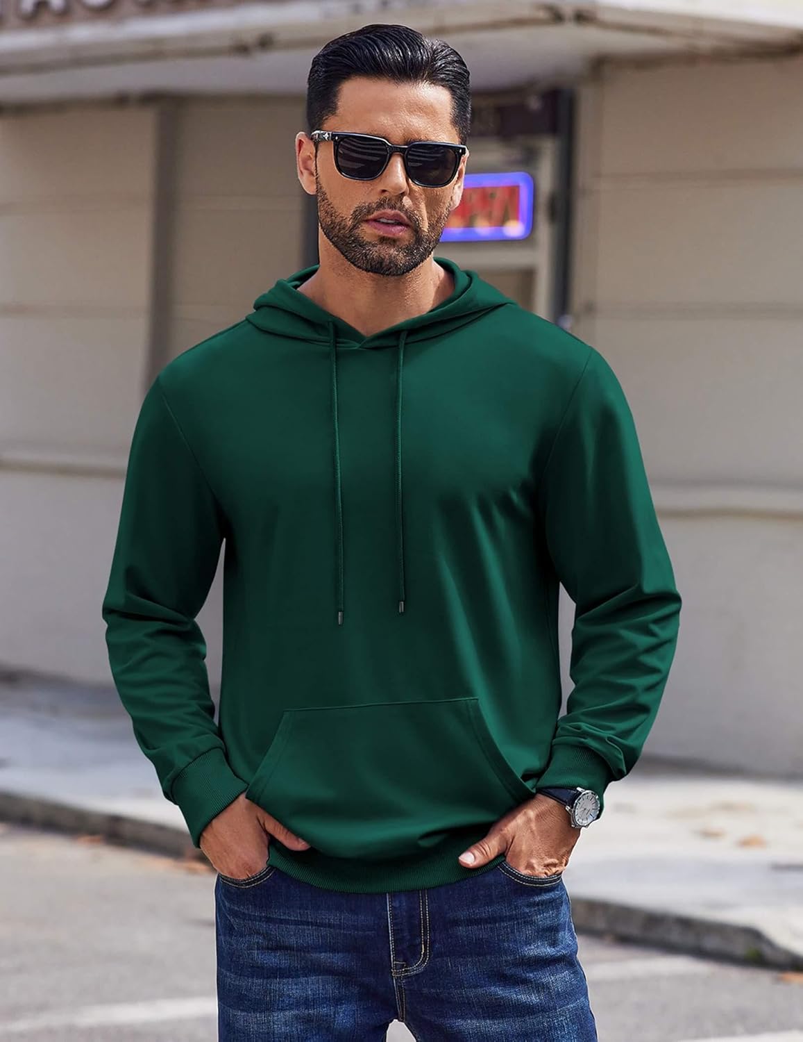 COOFANDY Mens Hoodies Pullover Long Sleeve Casual Fashion Sweatshirts Drawstring Gym Hooded Shirt with Kanga Pocket - Image 3