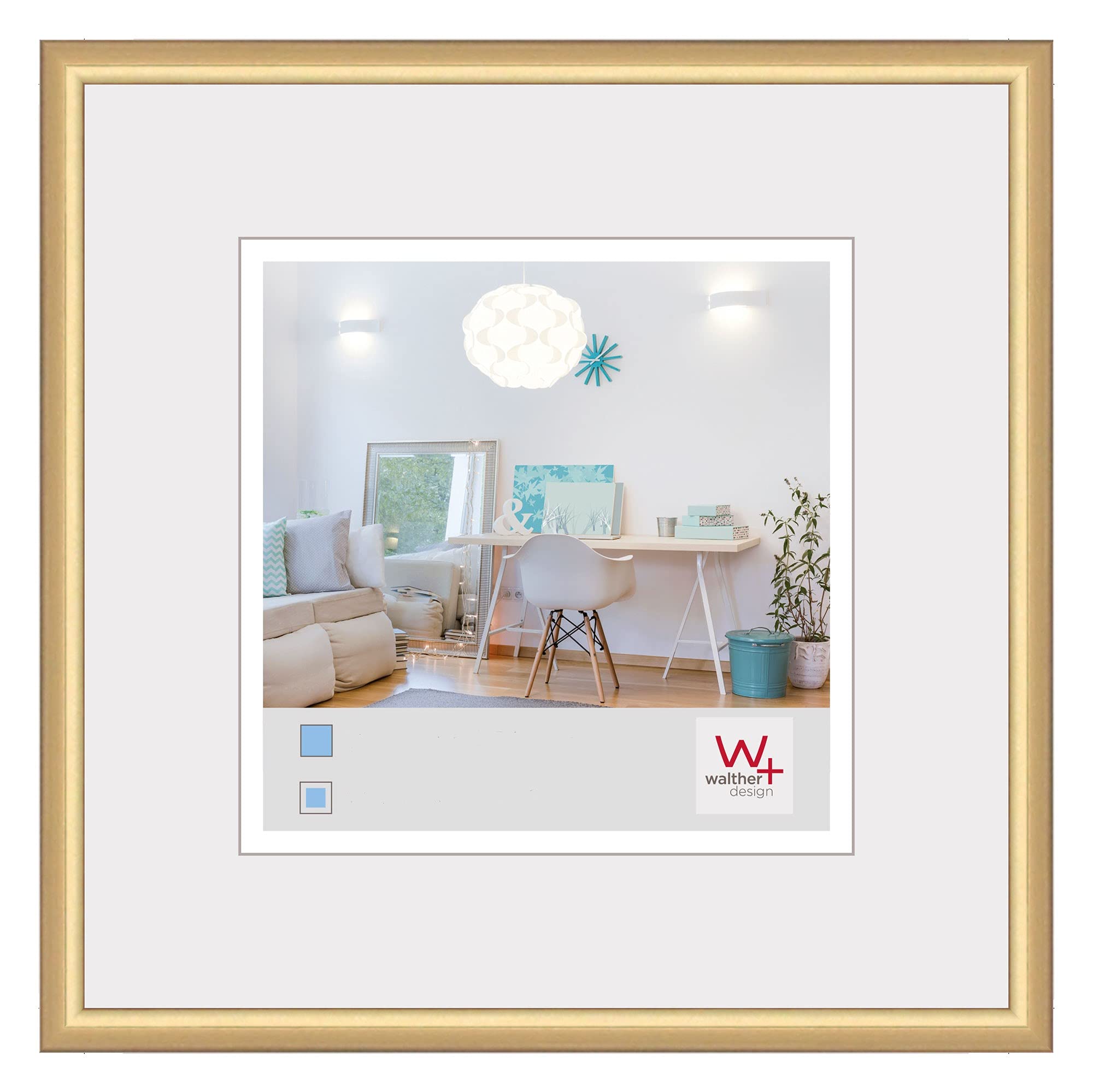 walther design Bilderrahmen gold 13 x 13 cm New Lifestyle Kunststoffrahmen KV313G