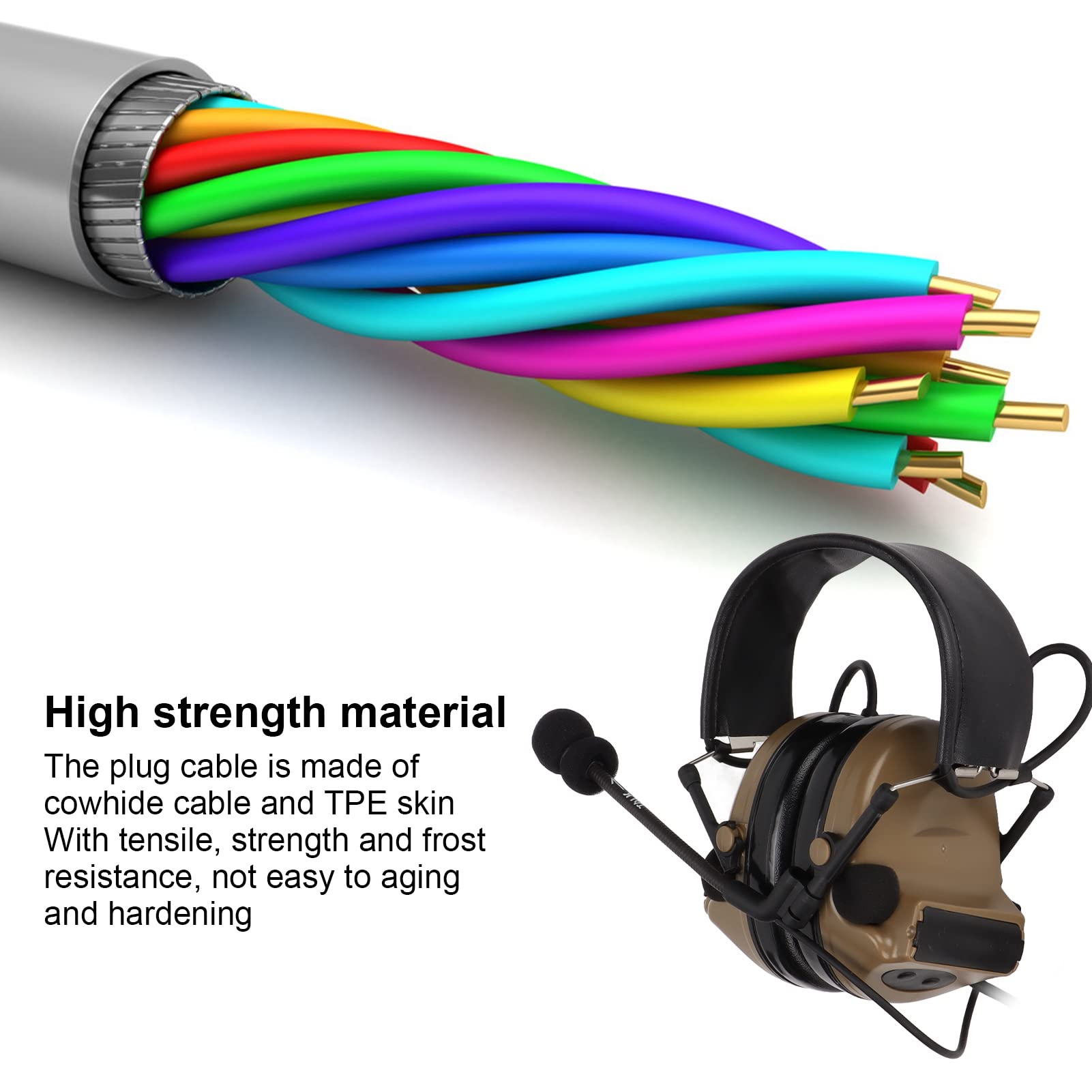Auriculares Militares Tapón de 7,1 Mm Orejeras de Protección Auditiva con U94 PPT para Motorola GP88 GP-300 GP3688 DEP450 EP450, Orejeras de Silicona Reducción de Ruido Electrónico Activo(marrón)