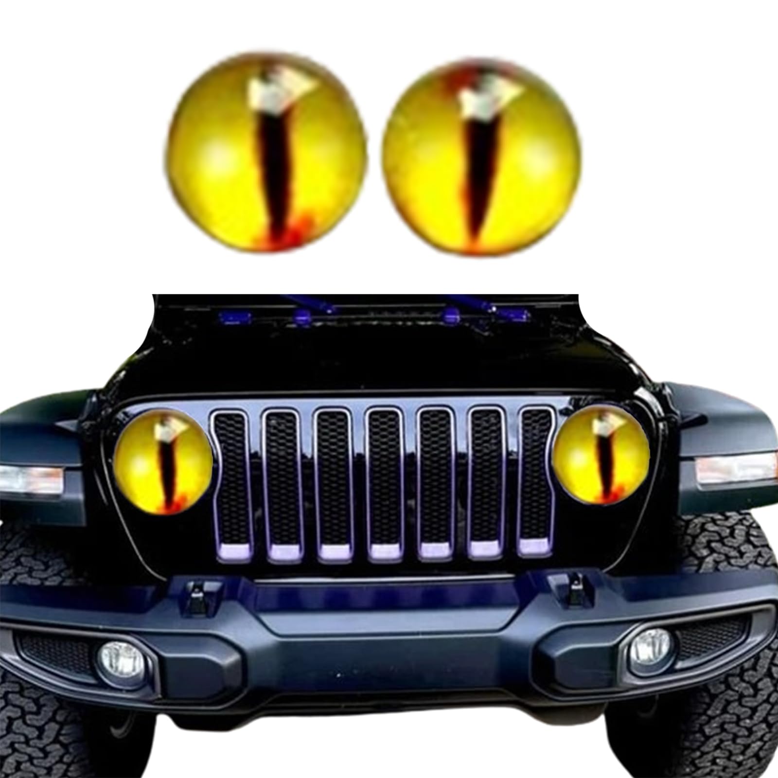 Beast Eyes Headlight Decals Pair,Funny DIY Decals for Truck Car Body Window Bumper Decoration Headlight Decal 3D Stereo Eyes Stickers Decal Round Headlight Decal(2Pcs 8In) (E1)
