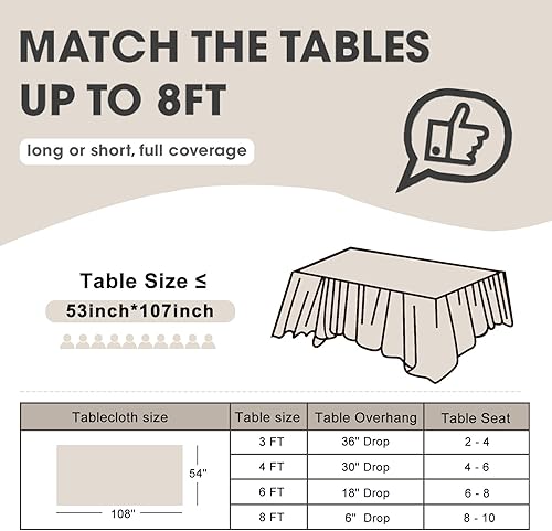 Miniatura 2 de D&Z Paquete de 6 manteles rectangulares de plástico desechables color rojo de 54 x 108 pulgadas, para interiores o exteriores, fiestas, banquetes,